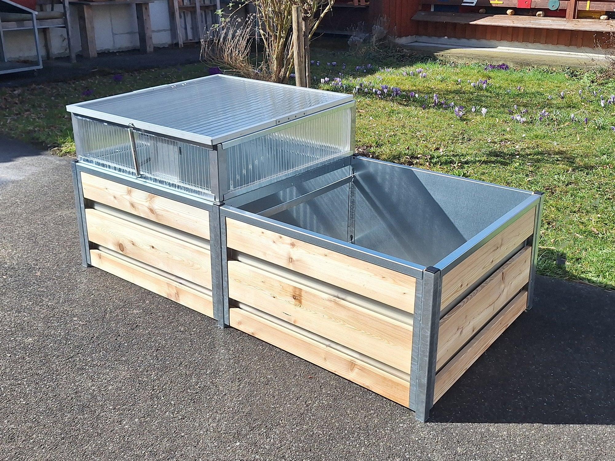 Frühbeet-Aufsatz 80 cm breit 80 cm lang für Hochbeete und Tomatenbeete