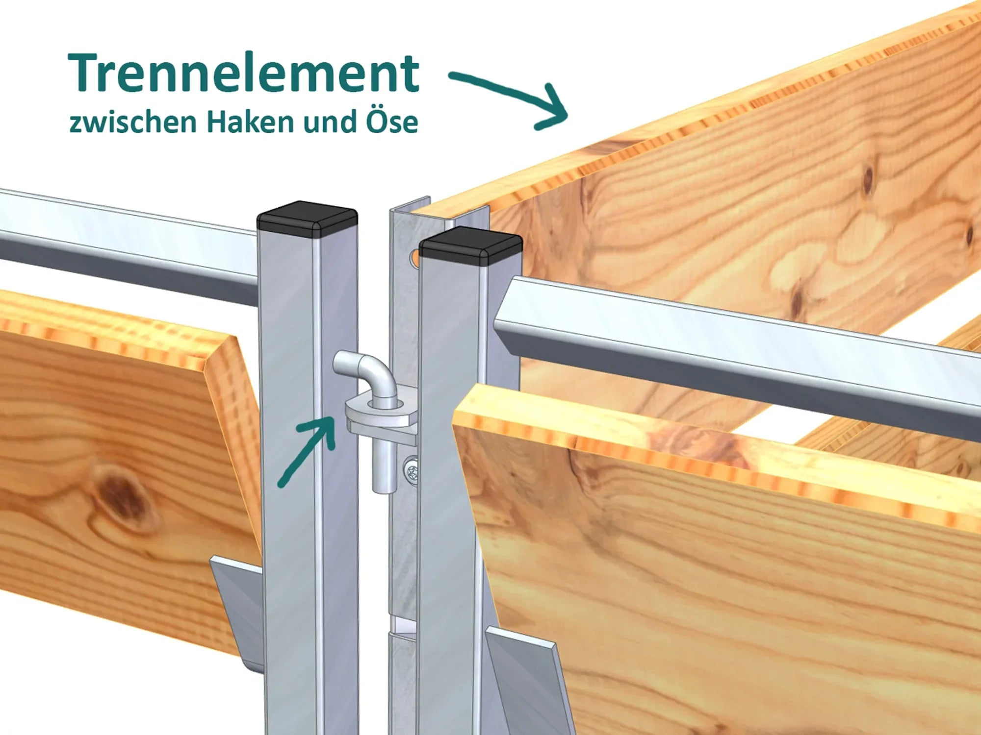 Drei Komposterelemente eingehängt zu einem Komposter mit zwei Kammern