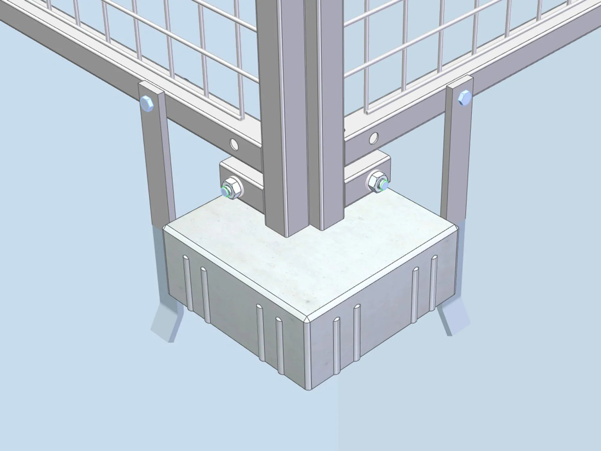 Feuerverzinkte Bodenverankerung mit Befestigungsschrauben für unsere Gaslager