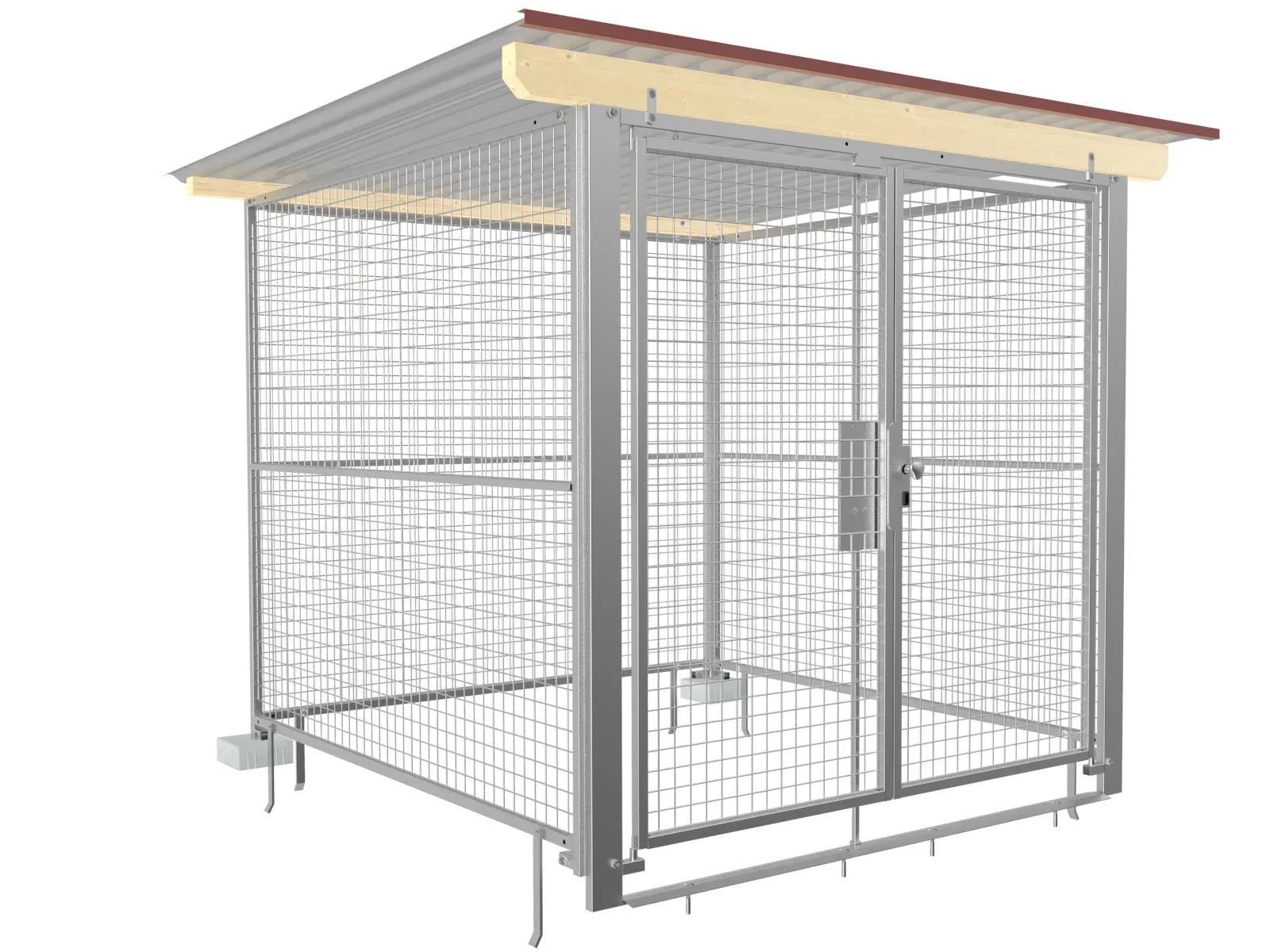 Lagerraum aus feuerverzinkten Gitterelementen mit Wellblechdach