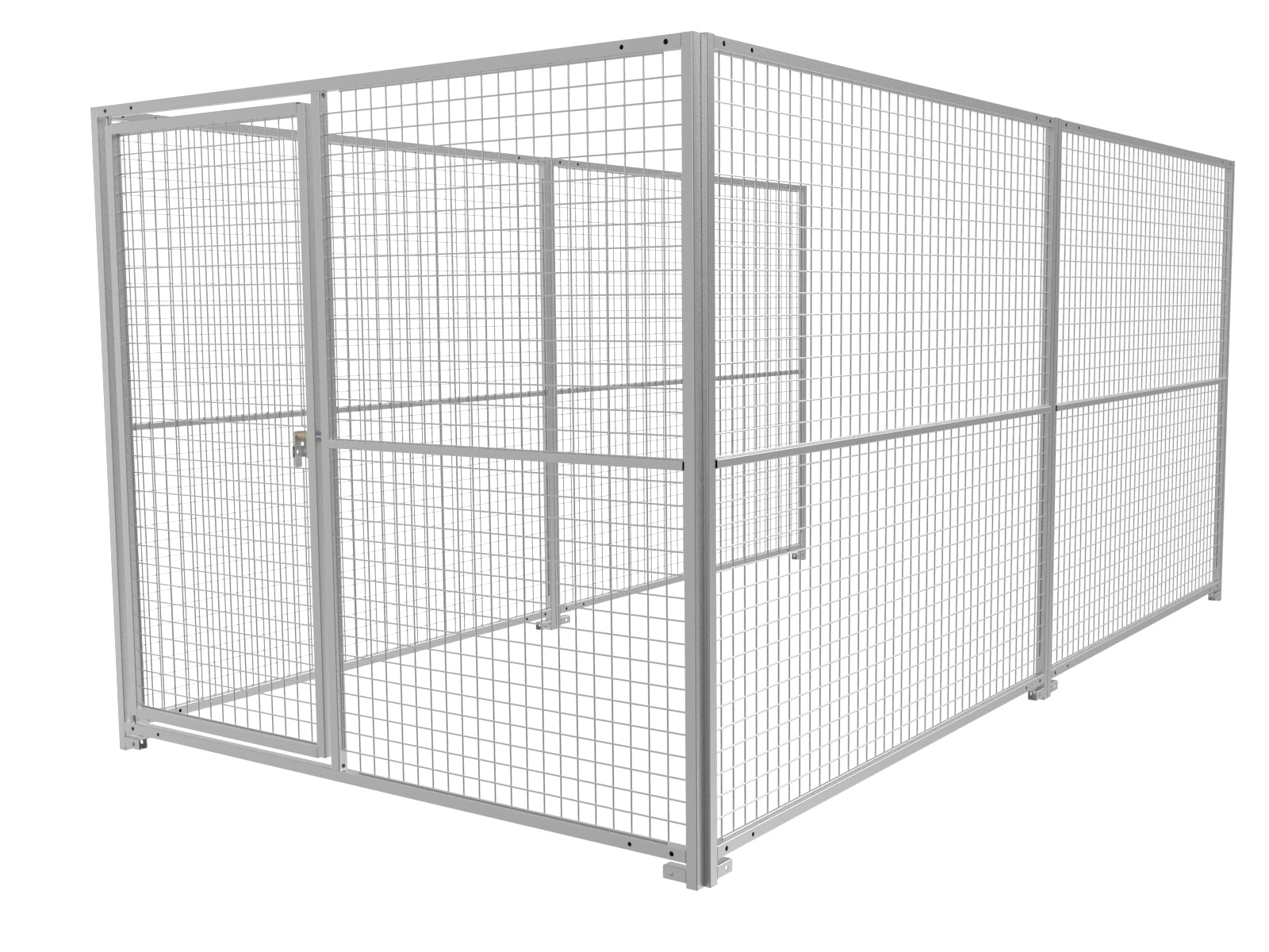 Hundeauslauf mit Türe aus Gitterelementen in der Größe von 4 x 2 m