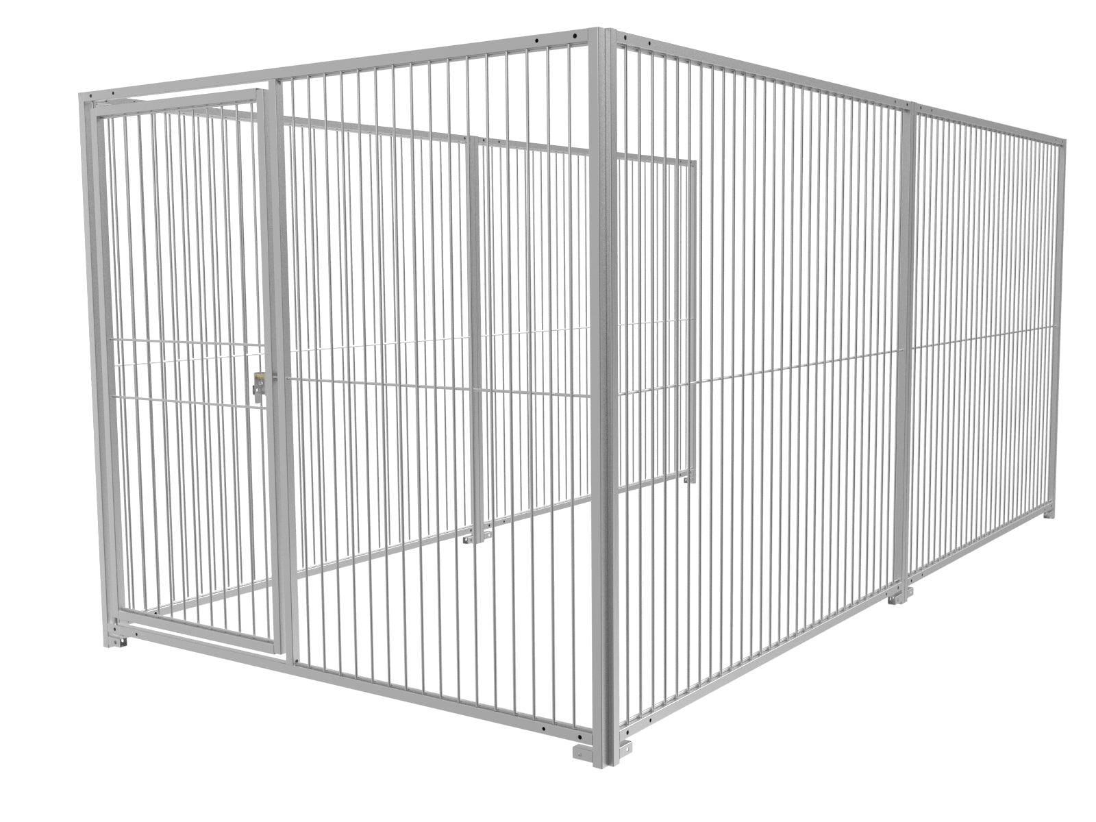 Hundeauslauf mit Türe aus Stabelementen in der Größe von 4 x 2 m