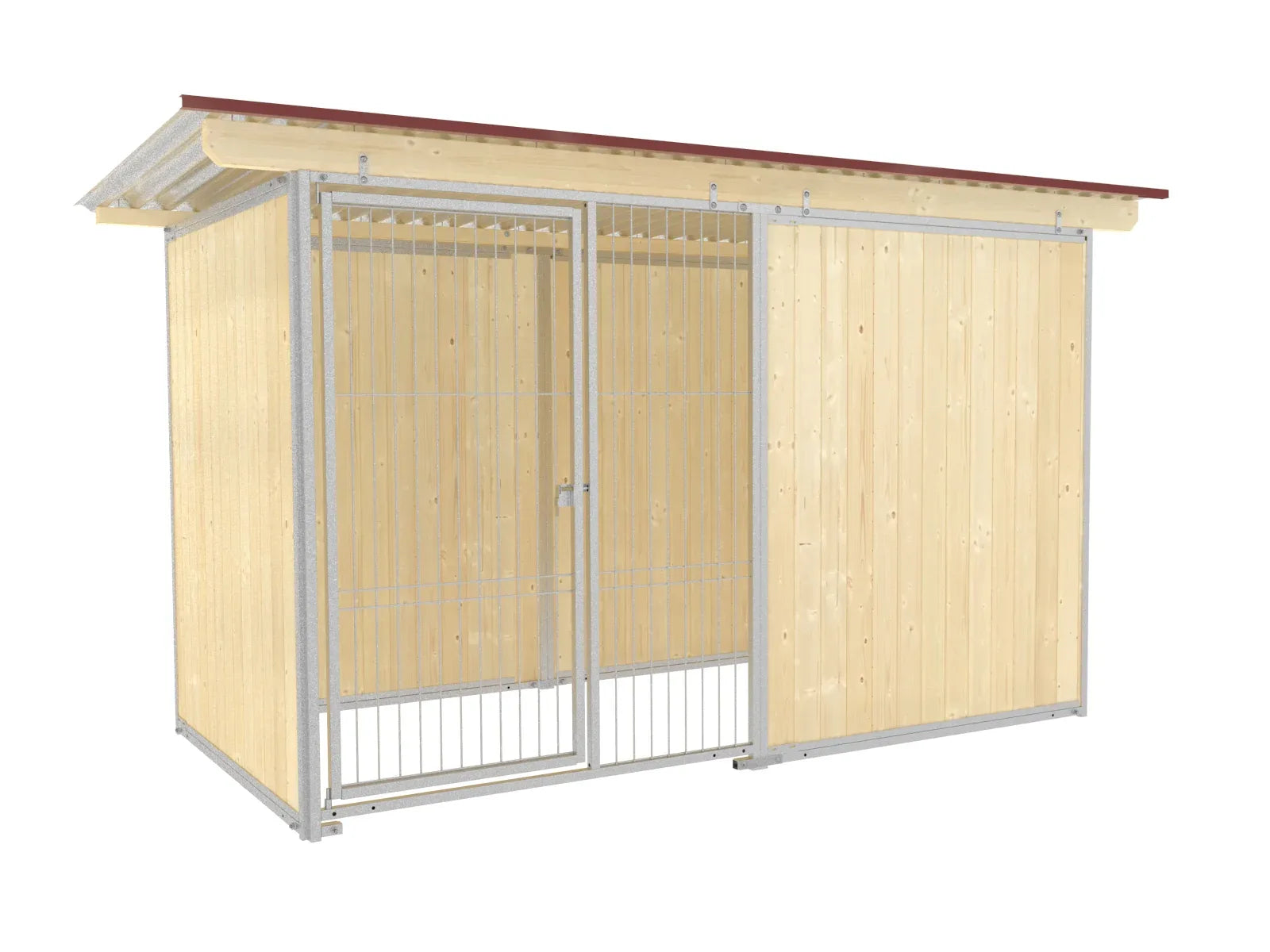 Hundezwingerwände mit Dach und Türe die nach innen öffnet
