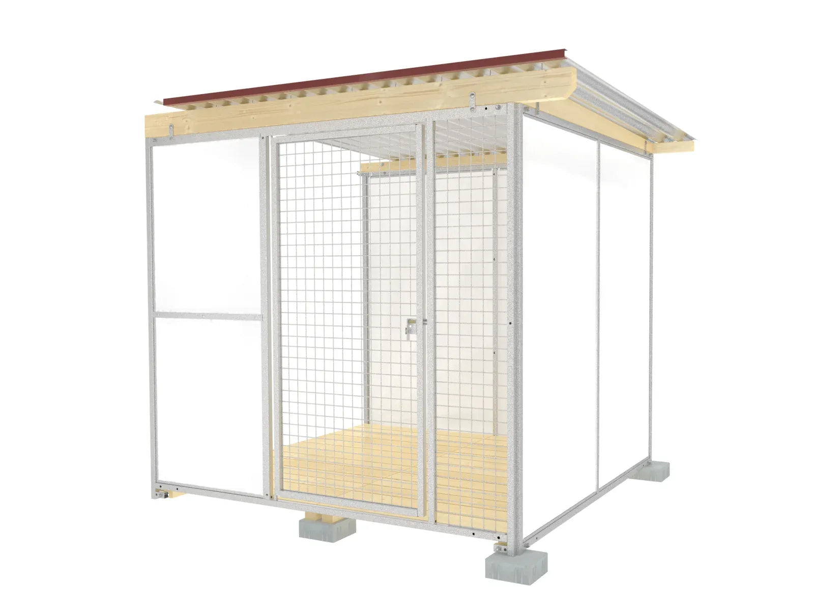 Anbauhundezwinger mit geschützter Front gegen Wind