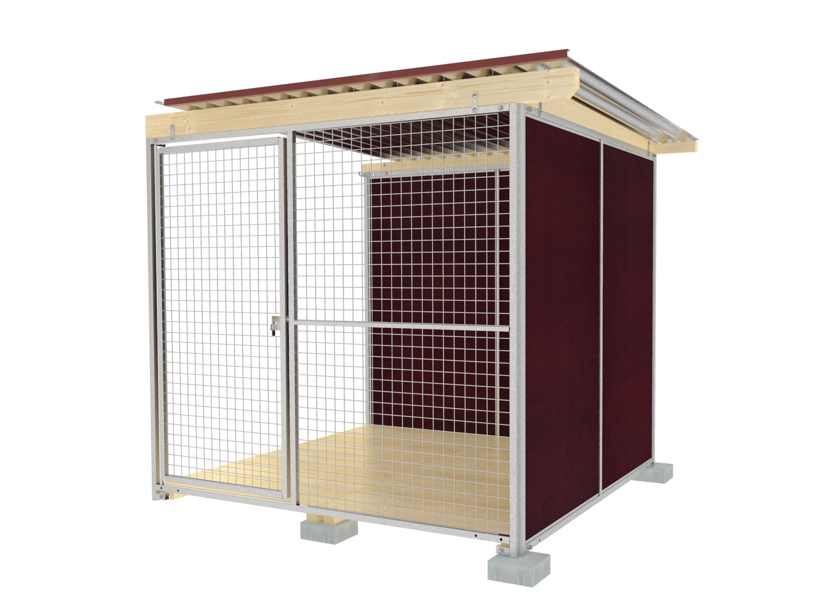 Abschluss-Hundezwinger 2 seitig geschlossen mit Blechdach und Holzboden