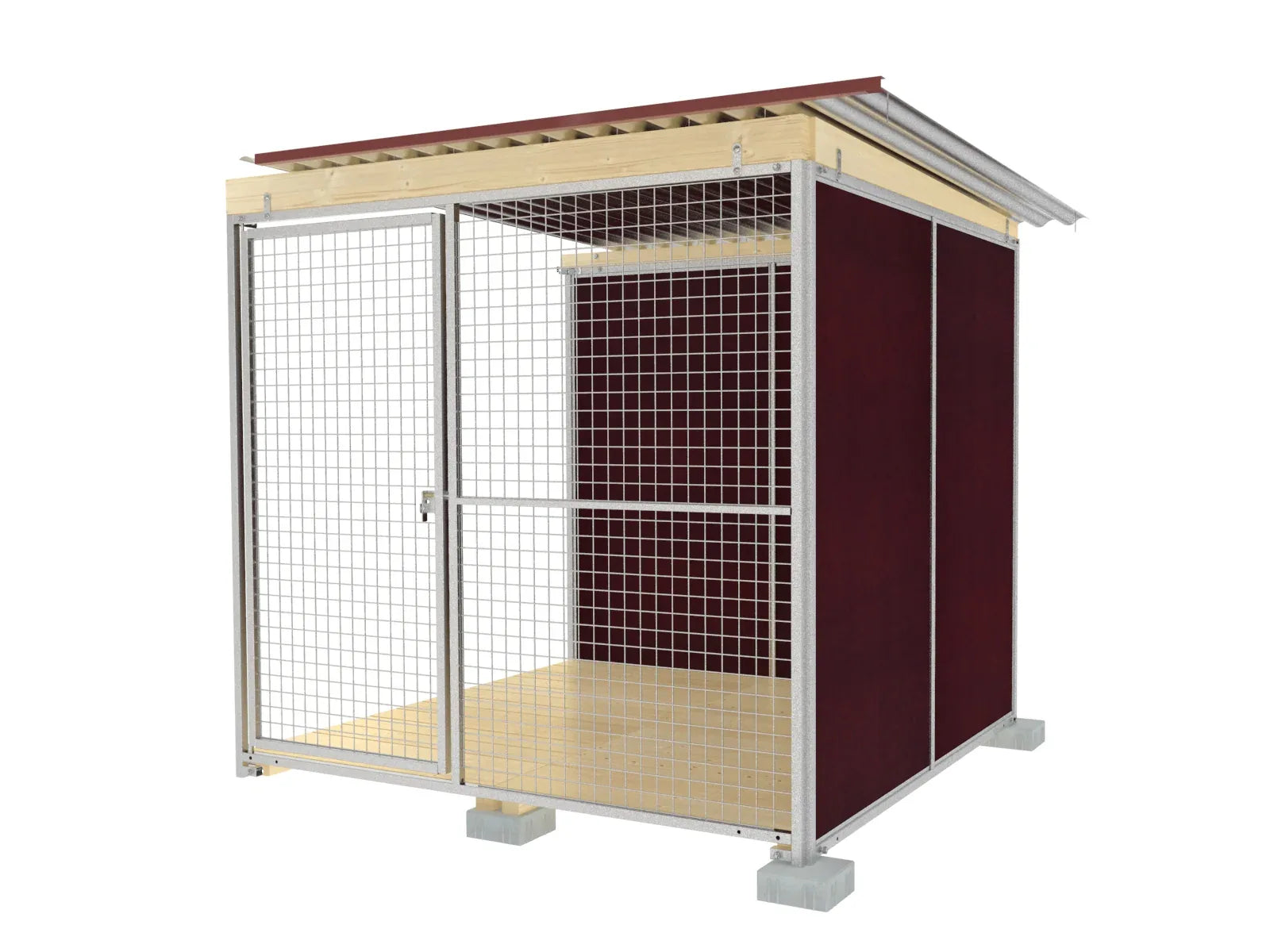 Hundezwinger zum Anbauen an einen anderen Hundezwinger mit Dach und Boden