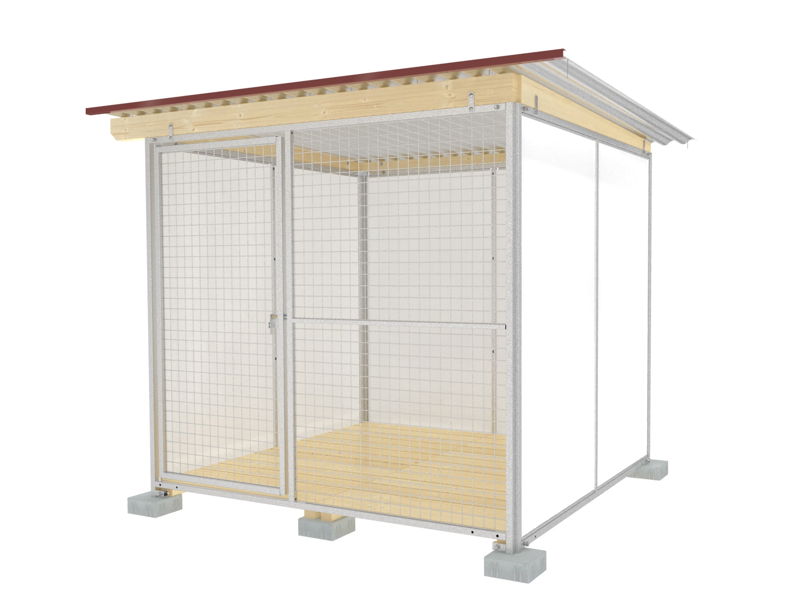 Hundezwinger mit robusten, weißen Hundezwingerwänden aus Vollkernkuststoff-Platten