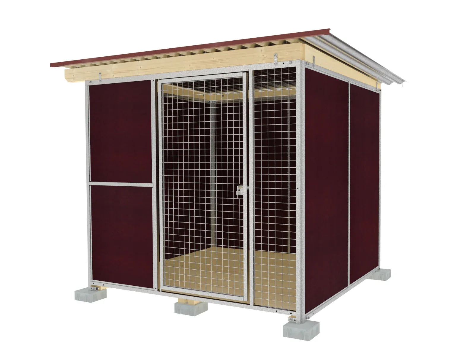Anfangs-Hundezwinger 3,5 seitig geschlossen mit Dach und Holzboden