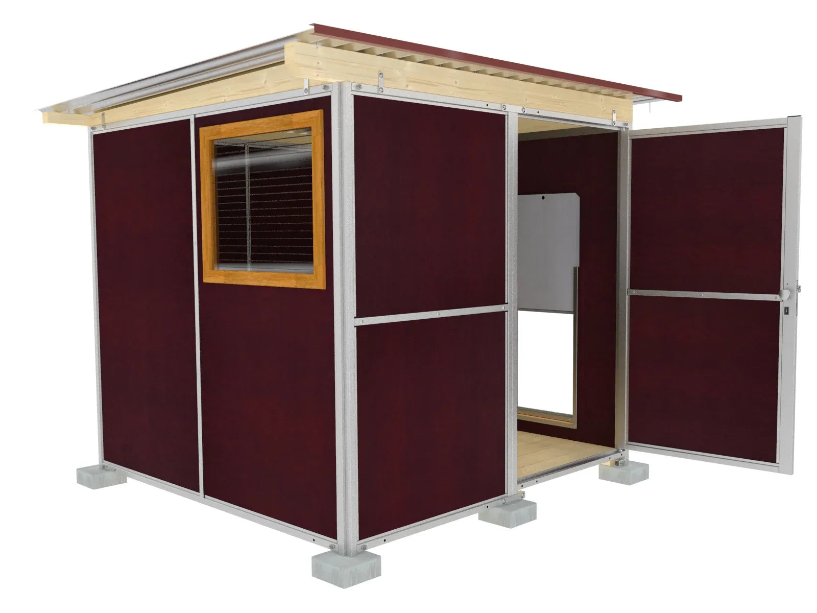 Hundezwinger als Zuchtzelle mit Fenster und Lüftungsklappe und Hundeausgang