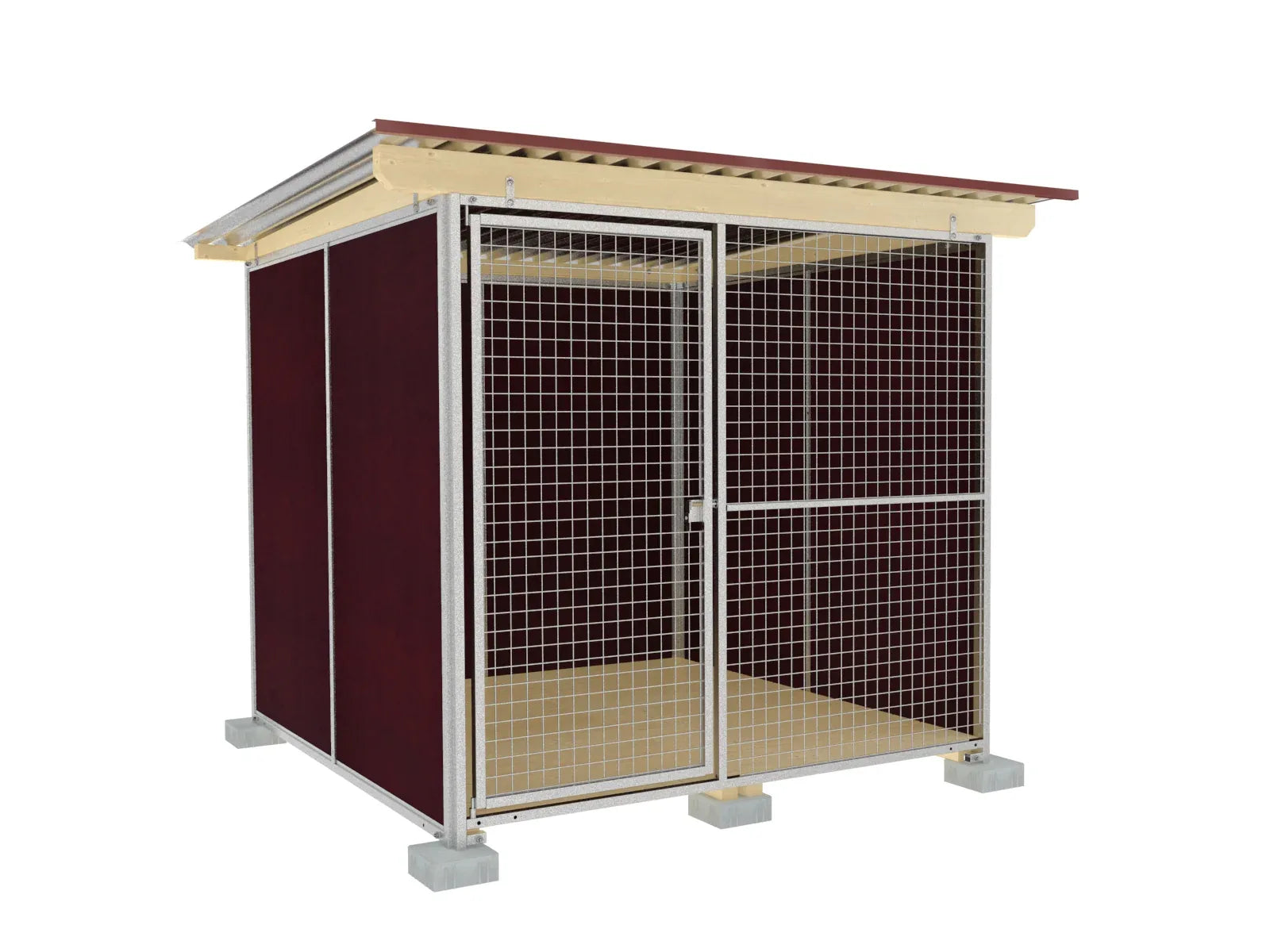 Nato-Hundezwinger 2 x 2 m mit Gitterfront, Dach und Holzboden