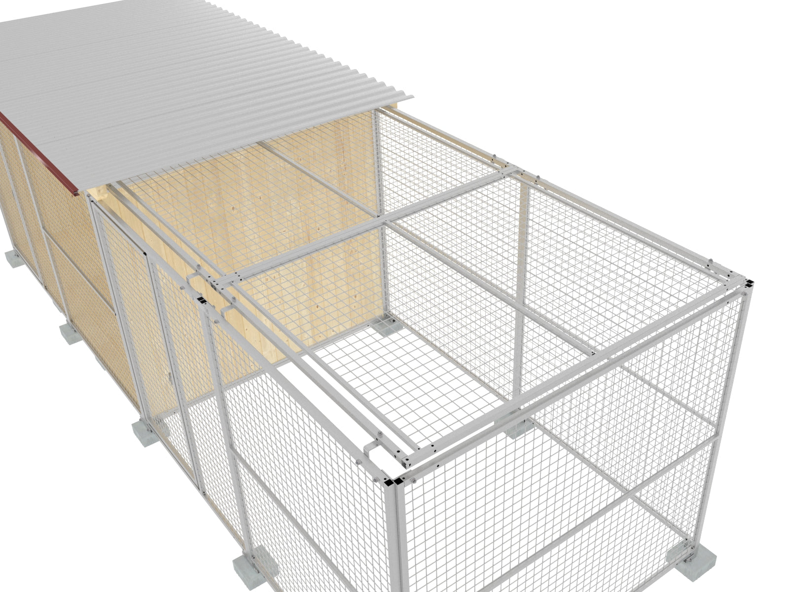 Hundezwinger mit seitlich angebautem Auslauf