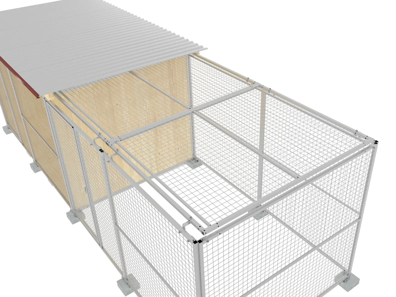 Hundezwinger mit seitlich angebautem Auslauf