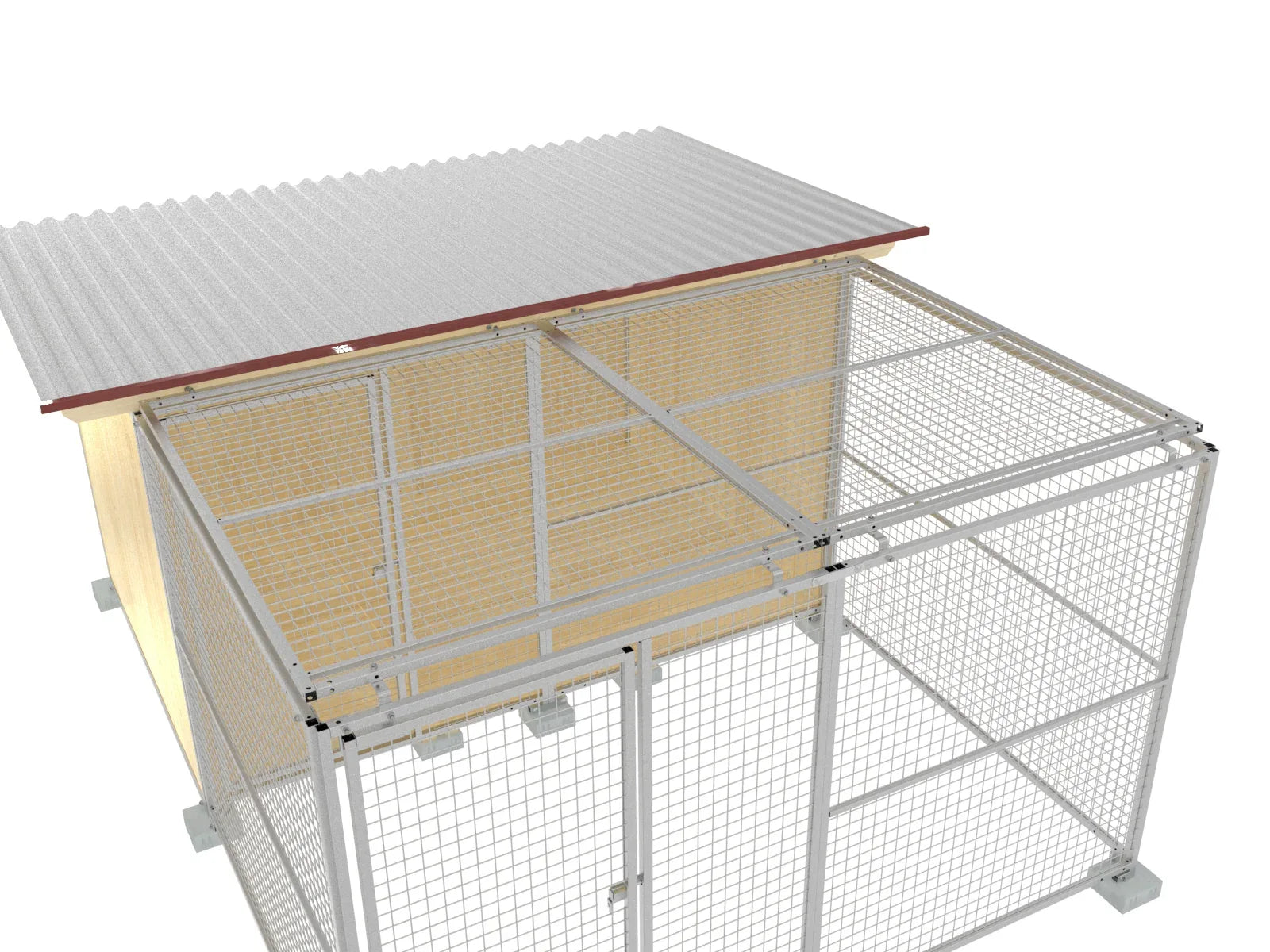 Hundezwinger mit vorne angebautem Auslauf