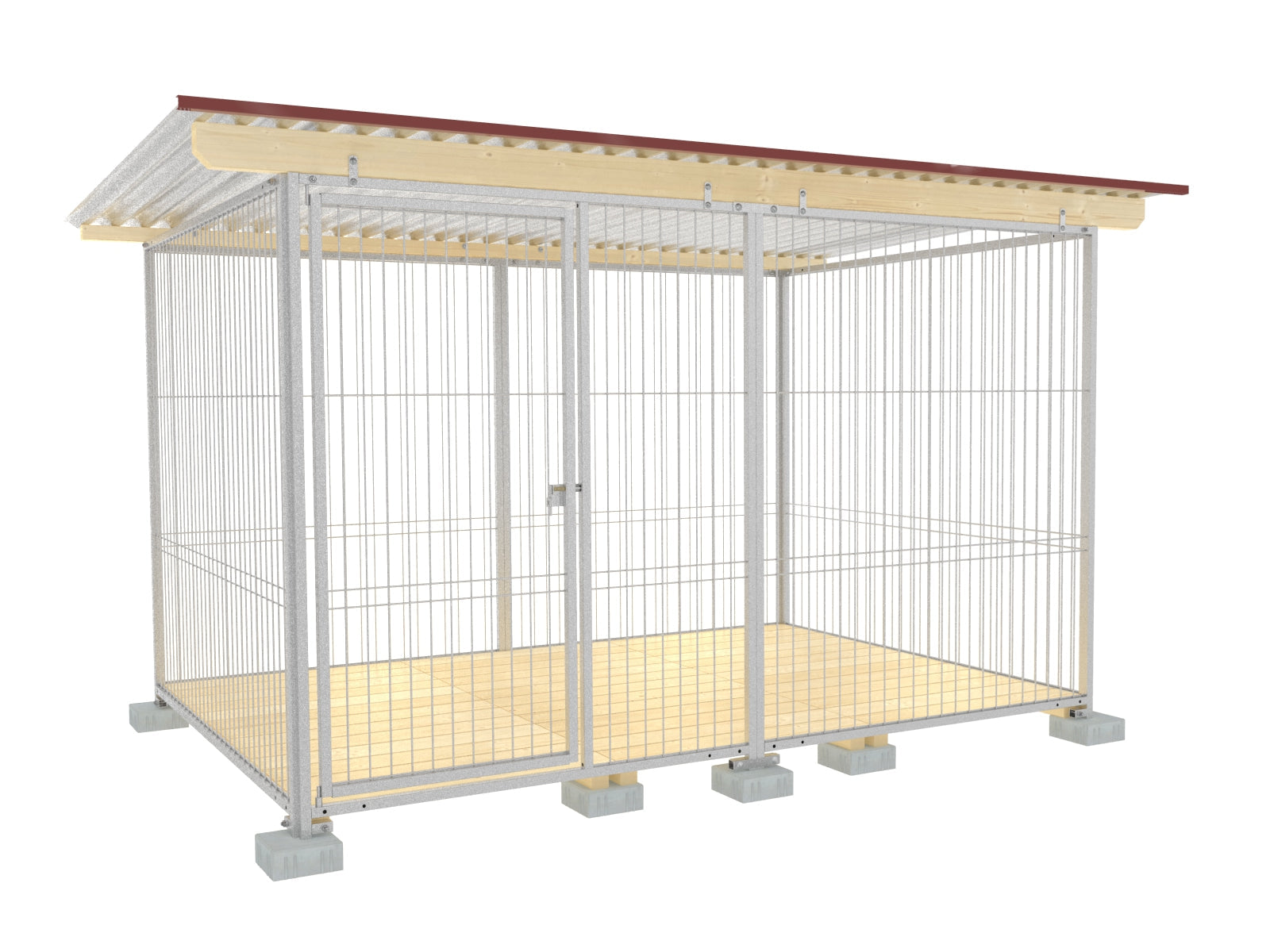 Hundezwinger rundum offen aus Metall mit Dach Stababstand 57 mm