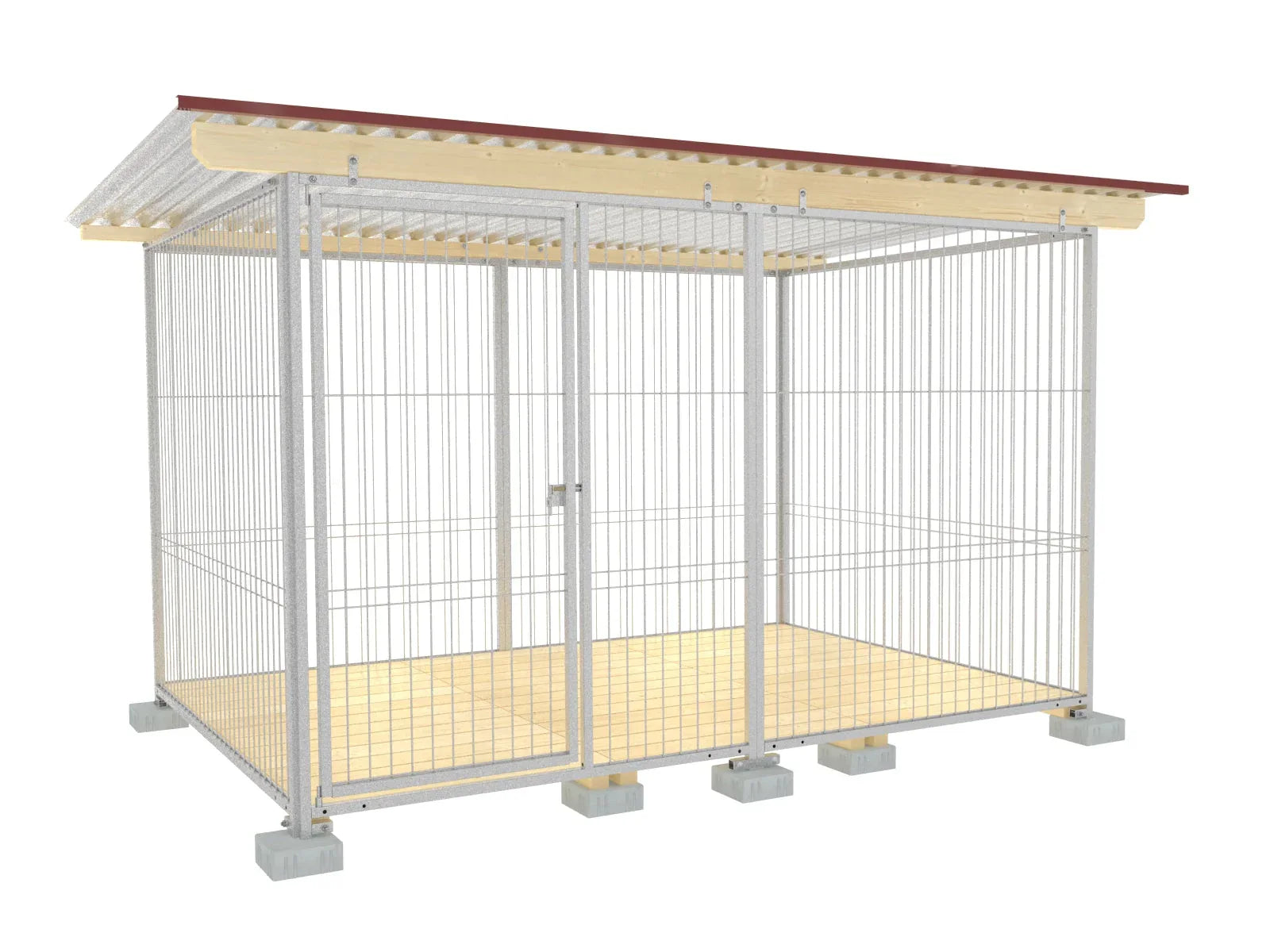 Hundezwinger rundum offen aus Metall mit Dach Stababstand 57 mm