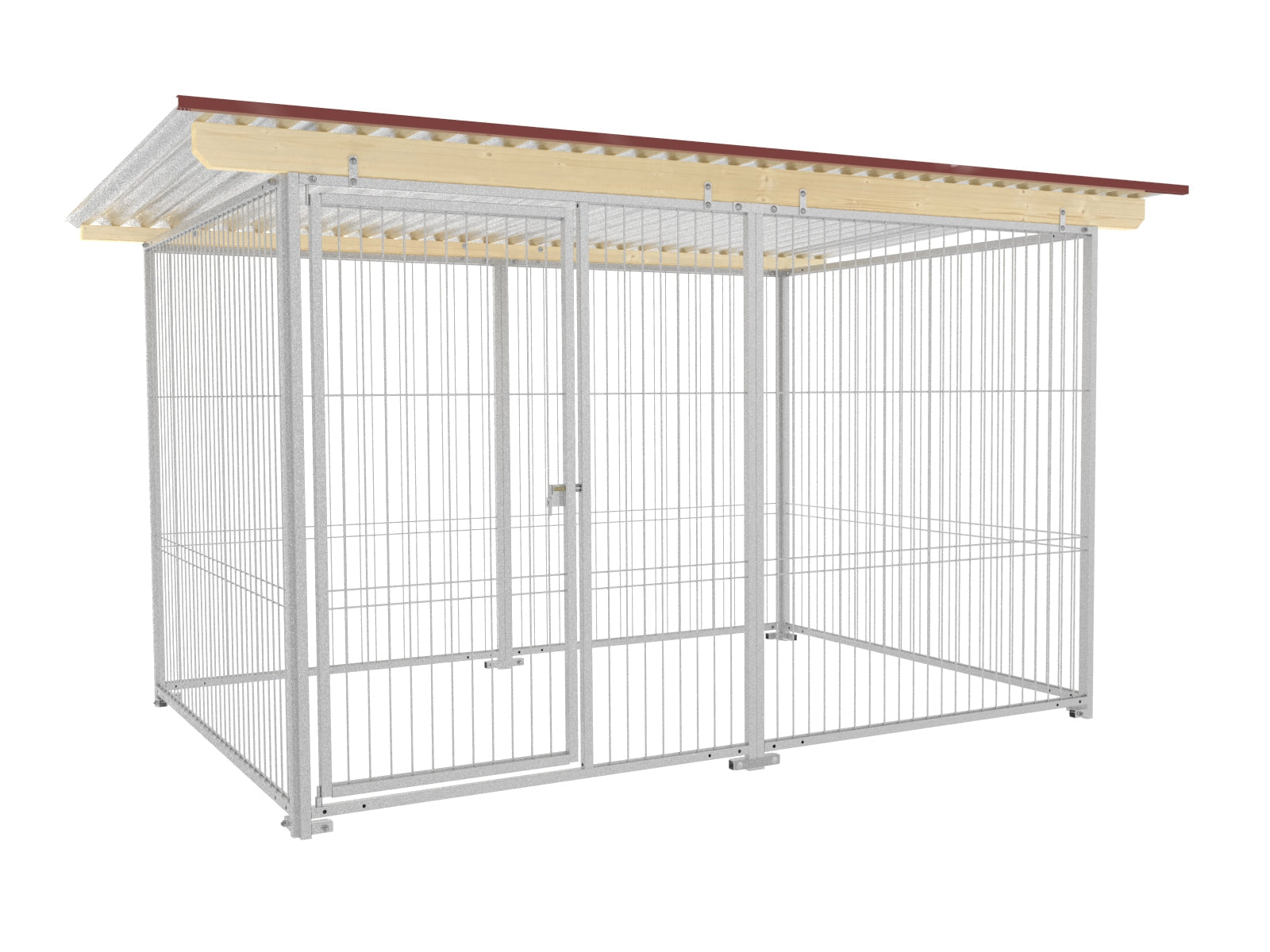 Hundezwinger rundum offen aus Metall mit Dach