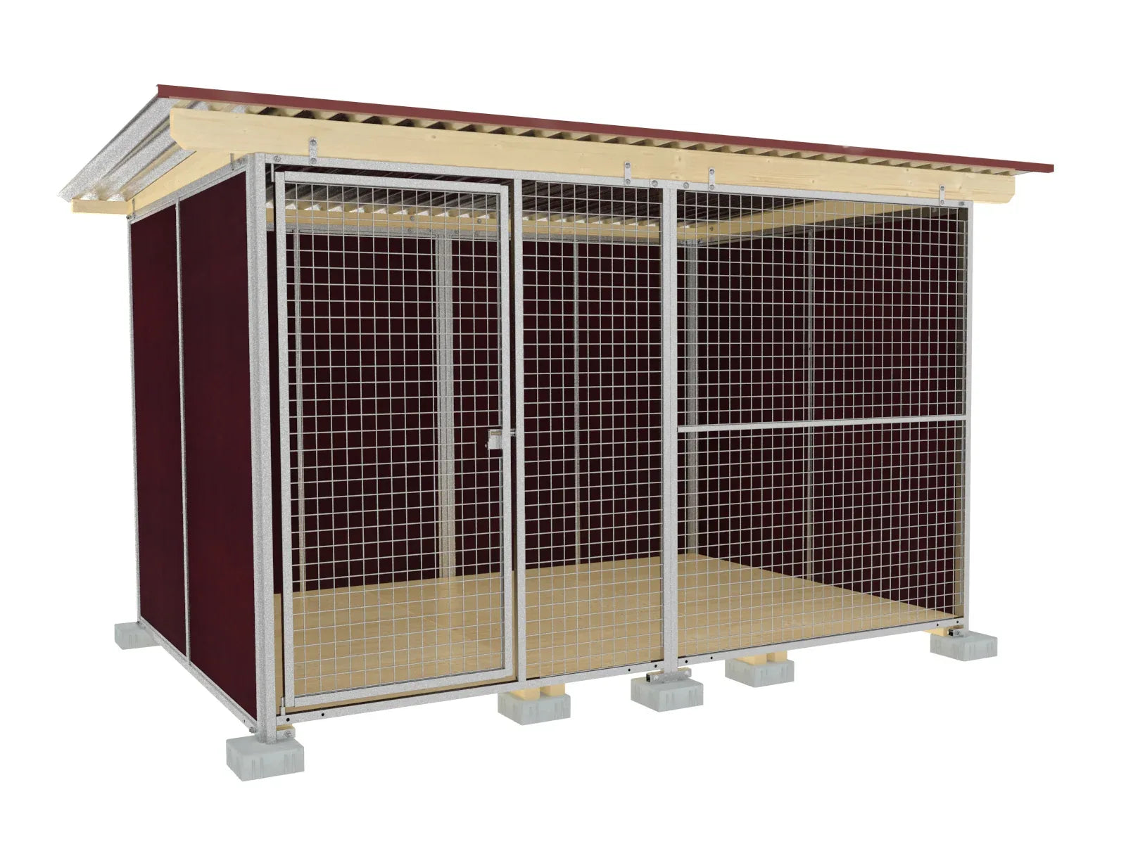 Nato-Hundezwinger 2 x 3 m mit Gitterfront, Dach und Holzboden