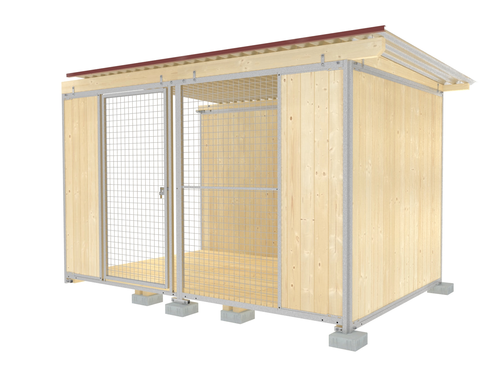 Outdoor Hundezwinger-Abteil mit verzinktem Wellblechdach