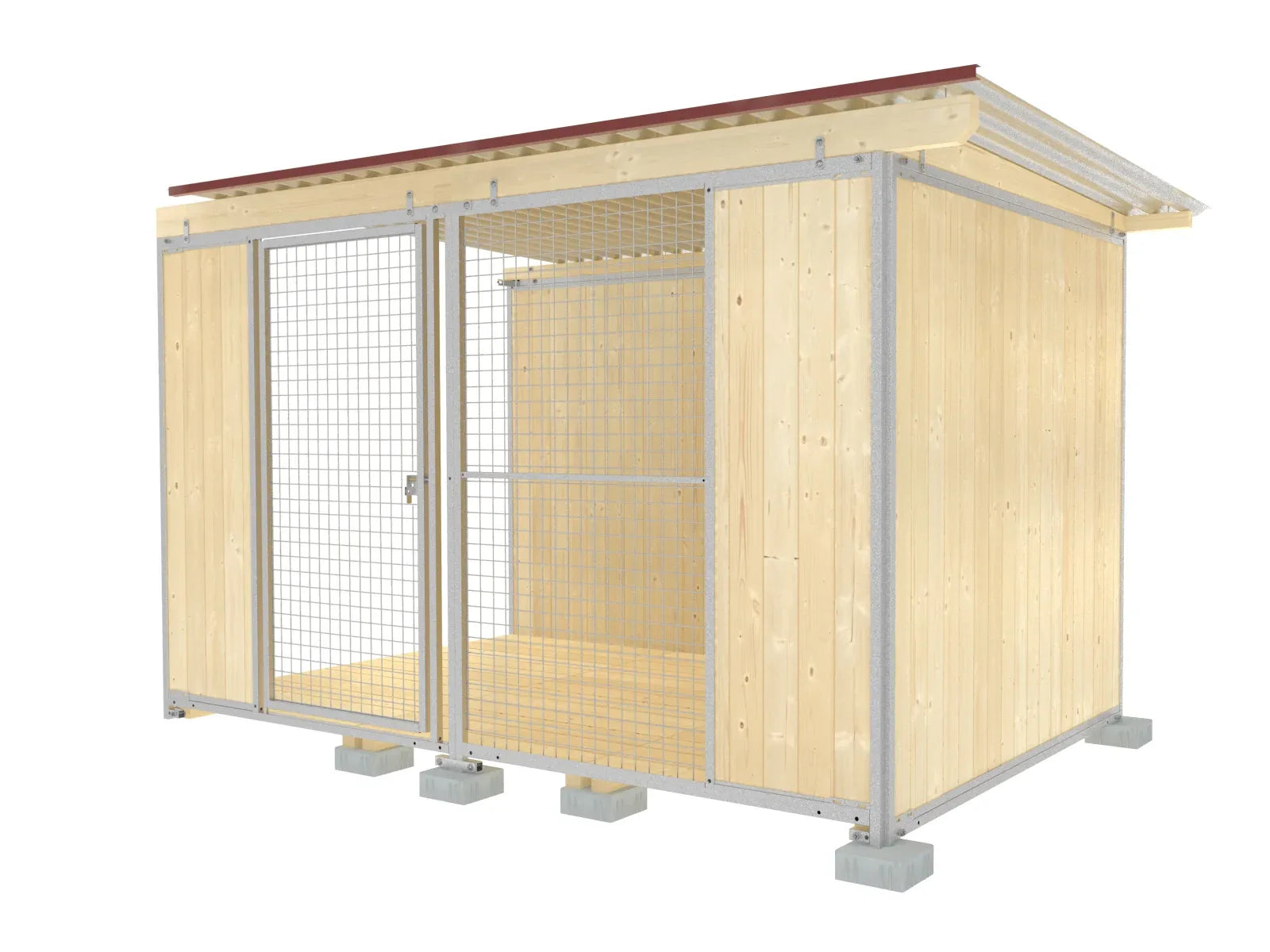 Outdoor Hundezwinger-Abteil mit verzinktem Wellblechdach