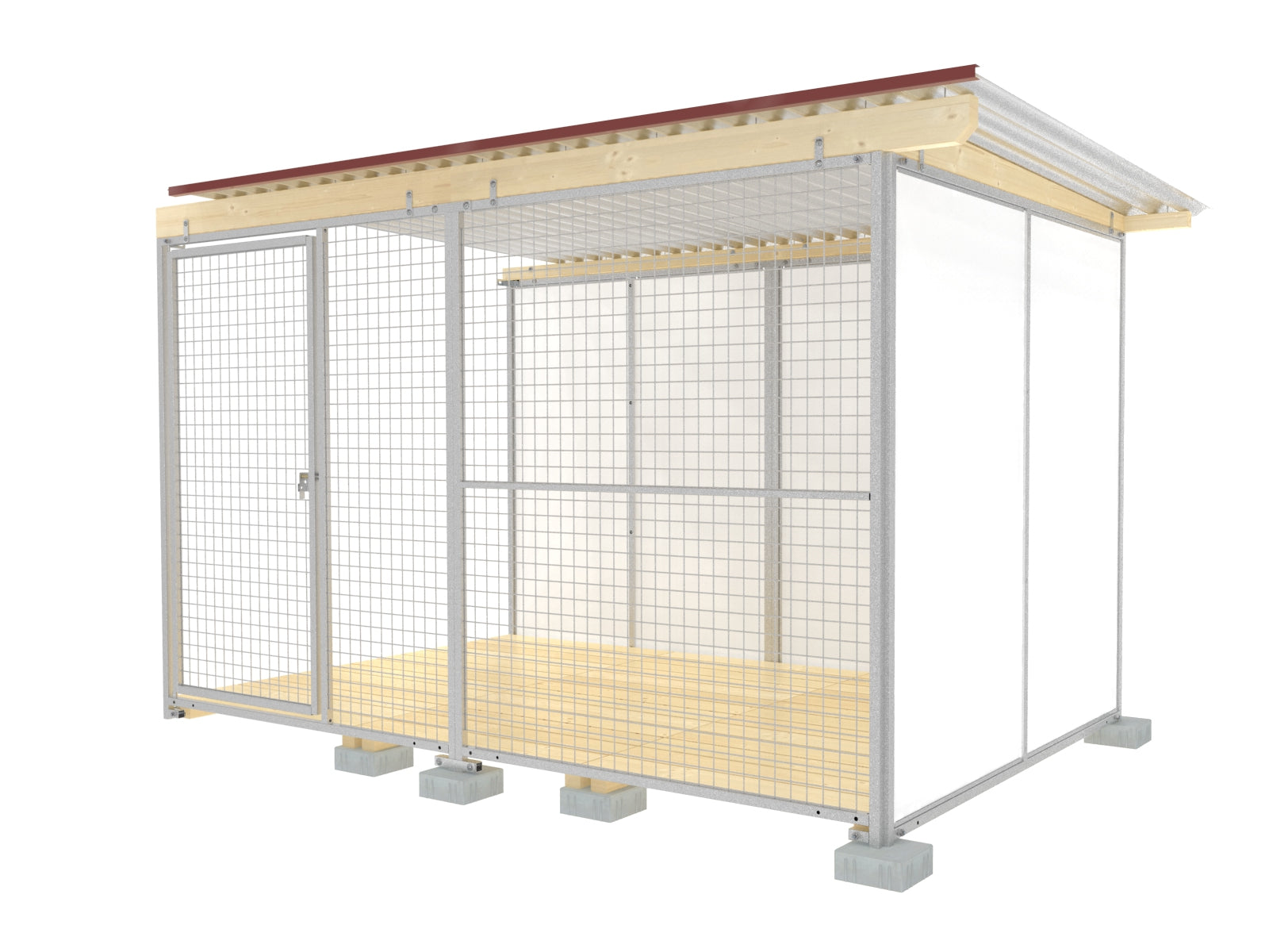 Anbau-Hundezwinger mit Gittertüre nach innen öffnend