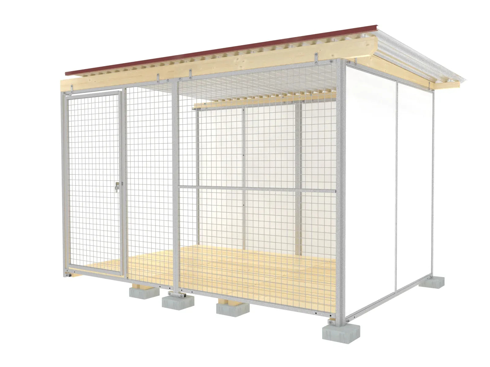 Anbau-Hundezwinger mit Gittertüre nach innen öffnend