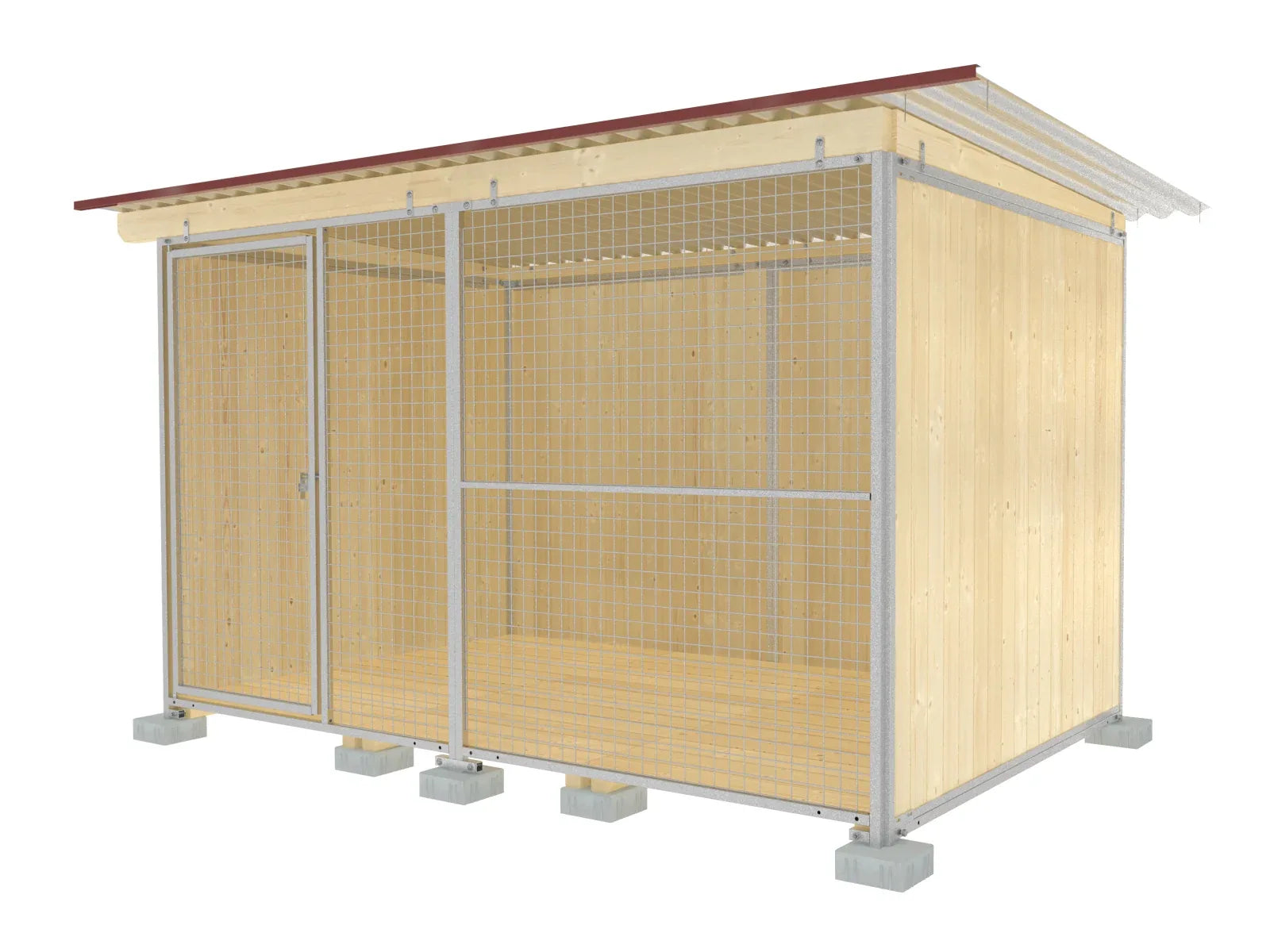 Anfangs-Hundezwinger mit Wellblechdach für den Außenbereich