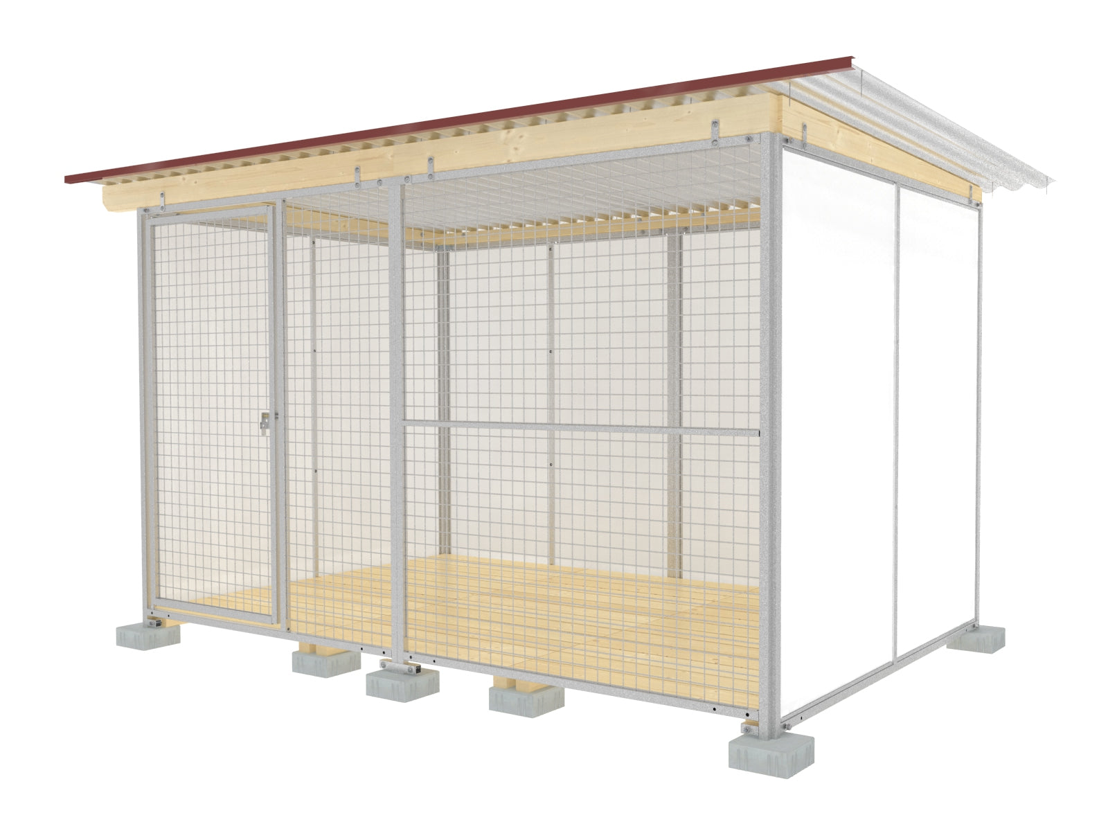 Hundezwinger 2 x 3 m mit offenen Gitterelementen aus verzinktem Stahl