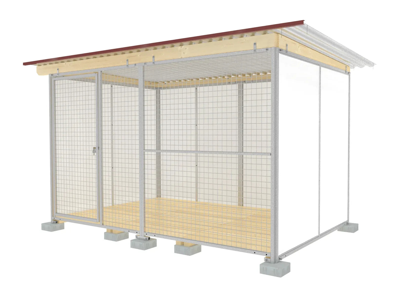 Hundezwinger 2 x 3 m mit offenen Gitterelementen aus verzinktem Stahl