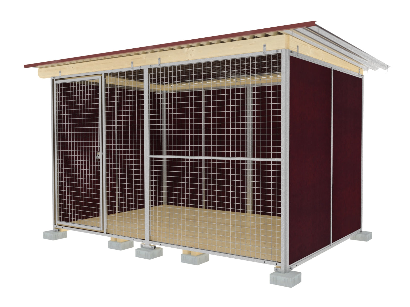 Hundezwinger 3 seitig geschlossen für Zwingeranlagen mit Dach und Boden
