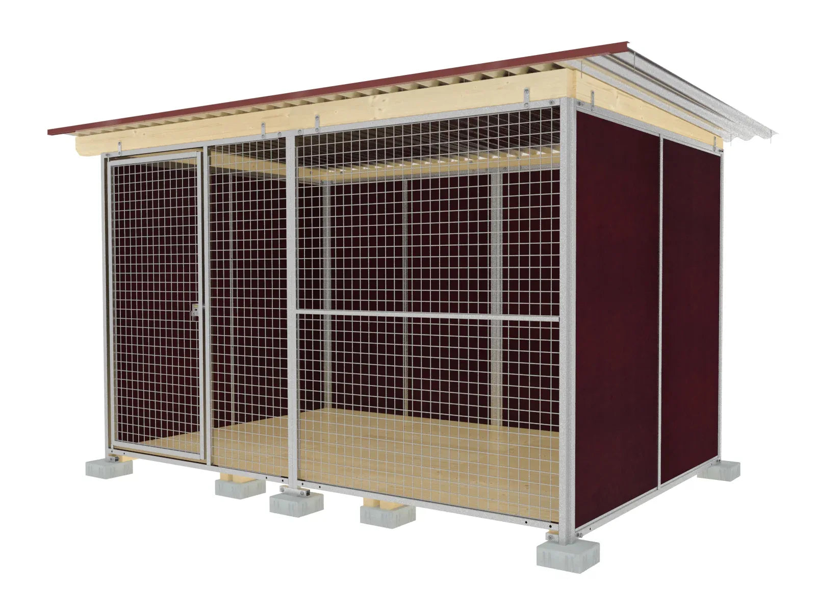 Hundezwinger 3 seitig geschlossen für Zwingeranlagen mit Dach und Boden