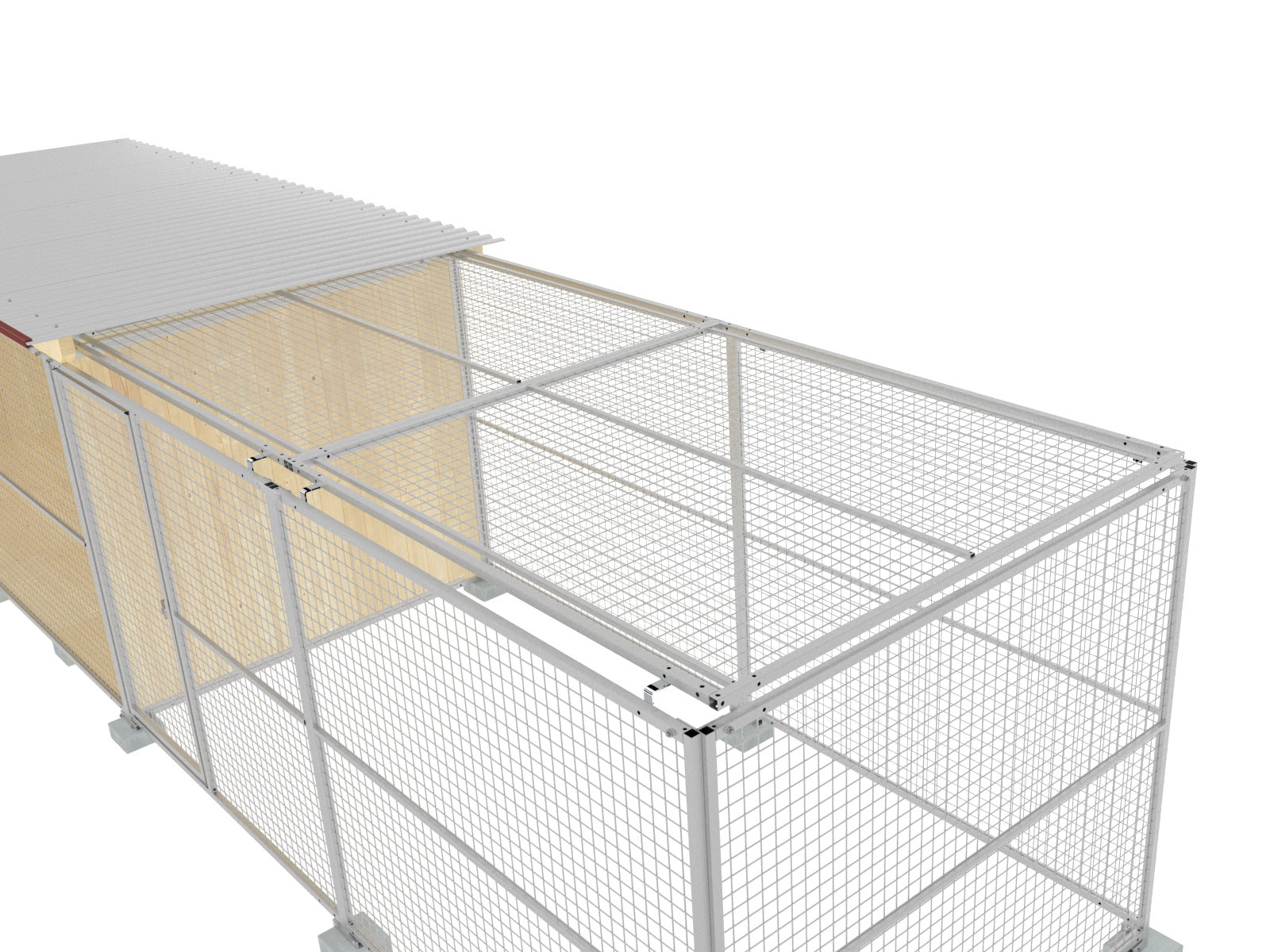 Hundezwinger mit Auslauf aus verzinkten Zaunelementen