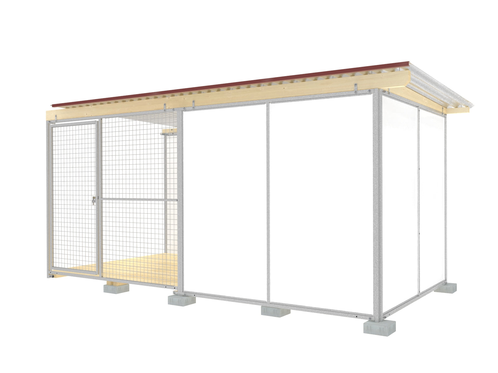 Hunde-Zwinger mit Dachbalken und Blechdach für den Außenbereich