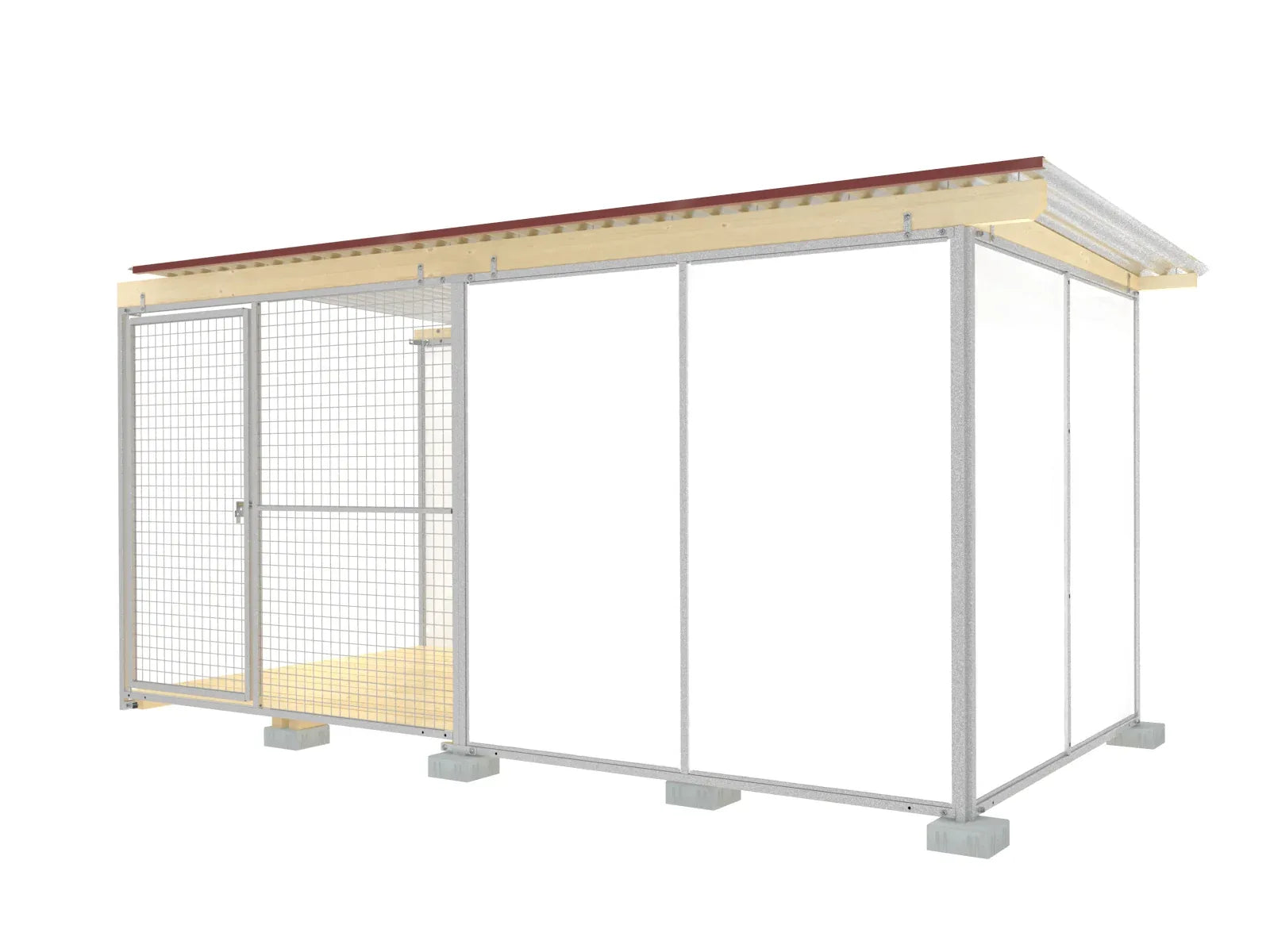 Hunde-Zwinger mit Dachbalken und Blechdach für den Außenbereich