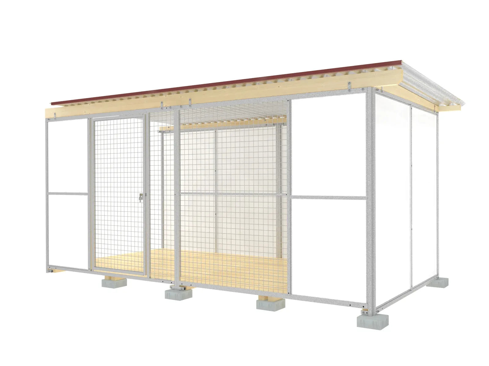 Hundezwinger für den Außenbereich mit Gittertürelement aus verzinktem Stahl