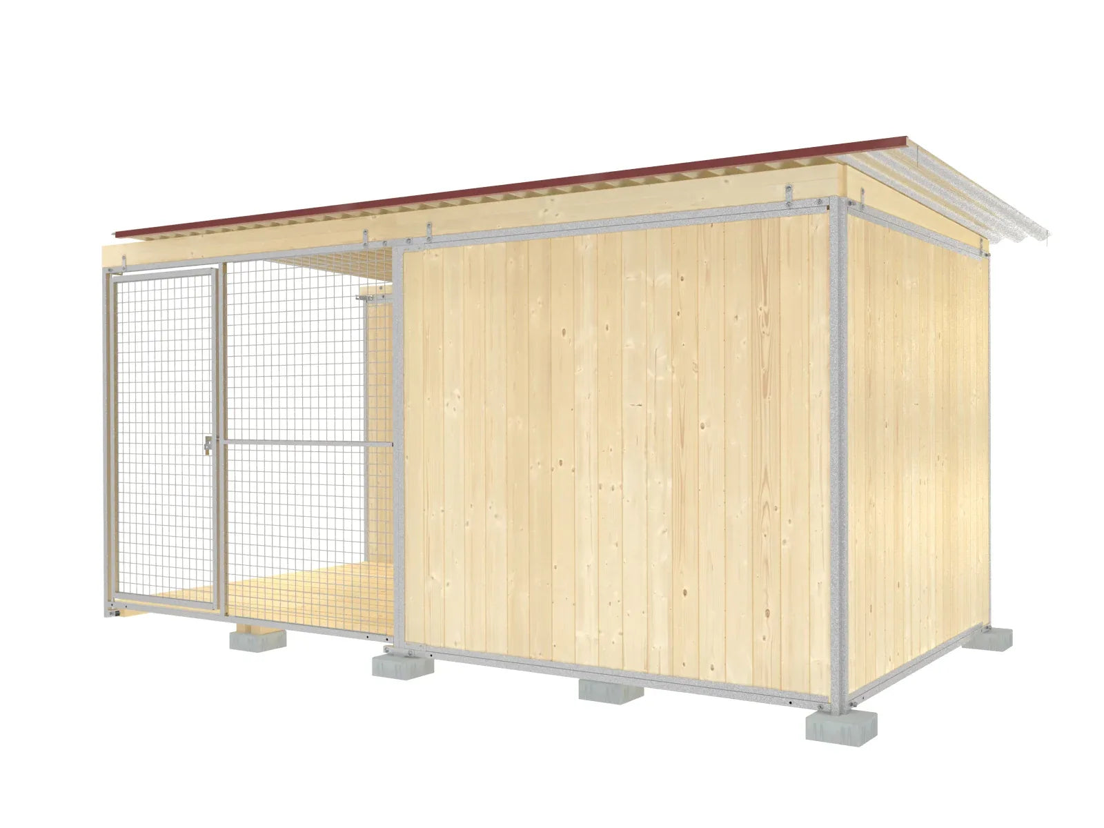 Zwingerabteil für Hunde aus Holz und Metall