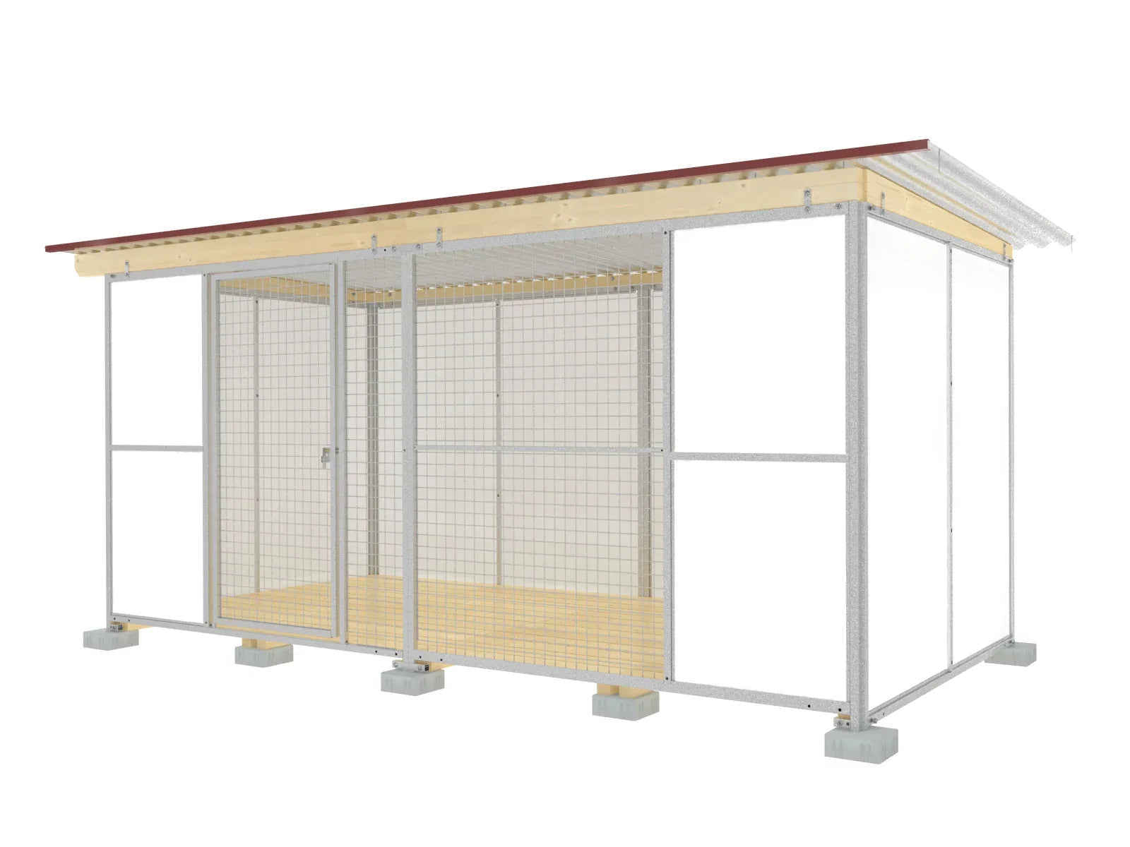 Anfangs-Hundezwinger 3,5 seitig geschlossen mit Vollkernkunststoffwänden