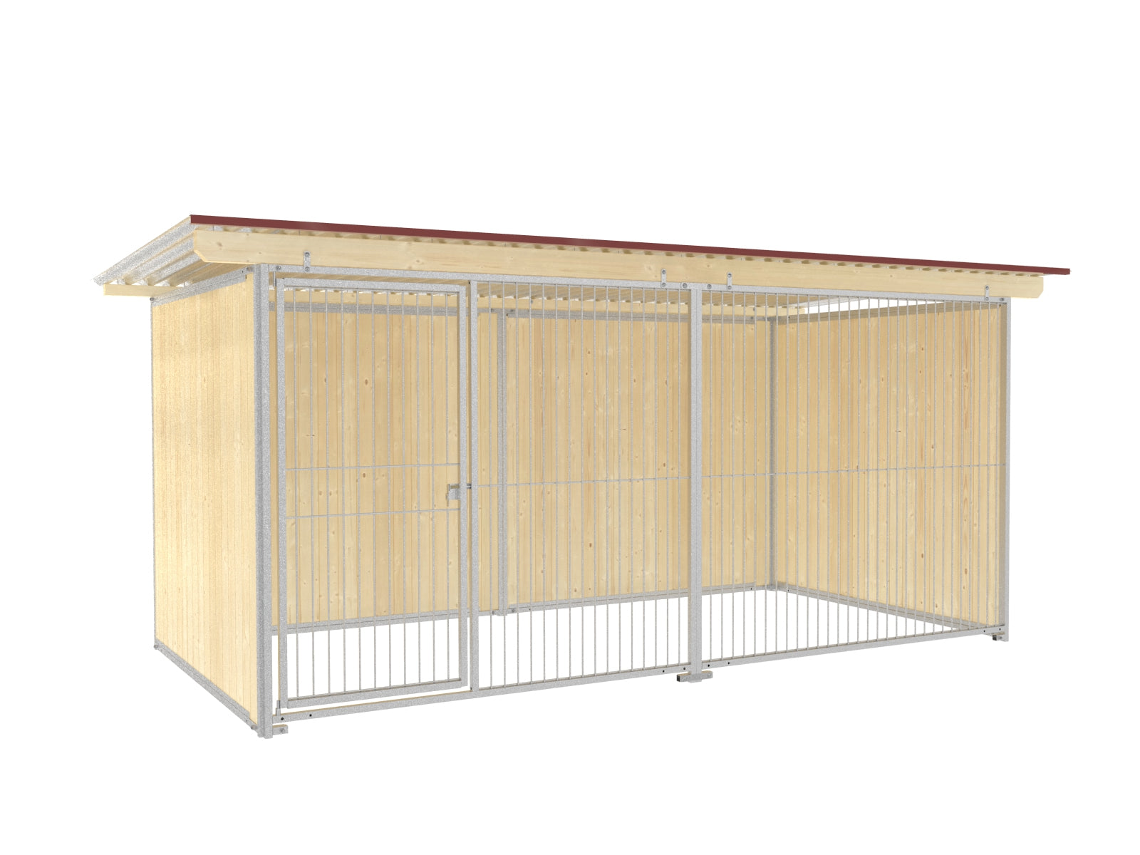 Hundezwinger mit Holzwänden und mit Stabelementen