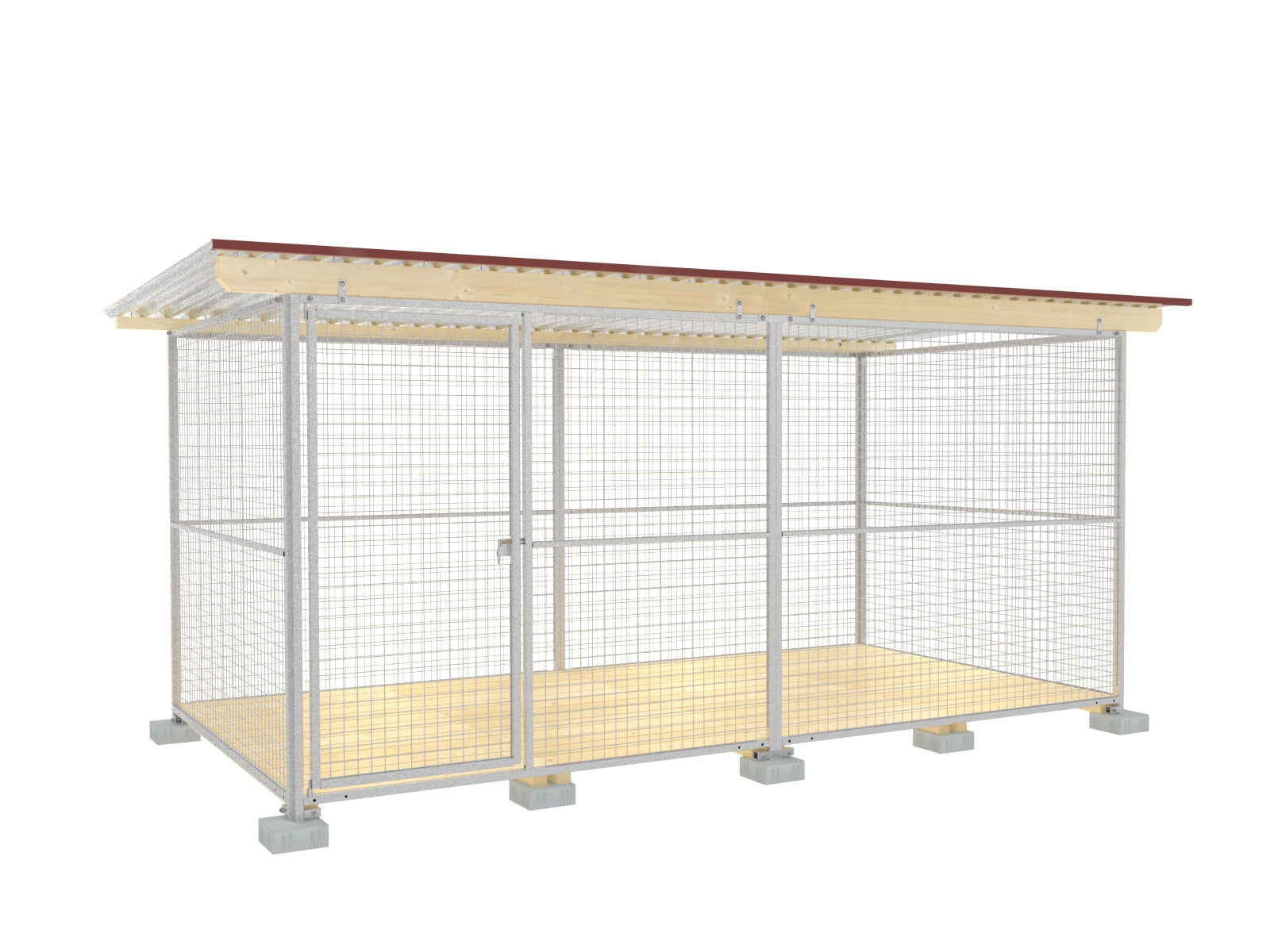 Hundezwinger 4 m breit und 2 m tief mit verzinktem Wellblechdach