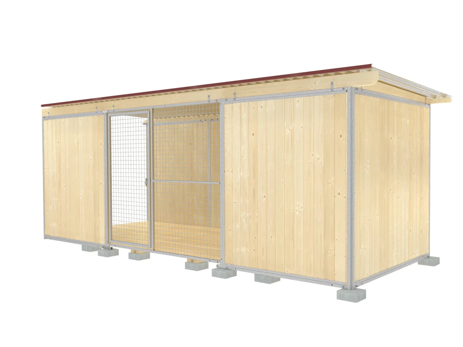 Hundezwinger als Bausatz mit vormontierten Elementen und Wänden