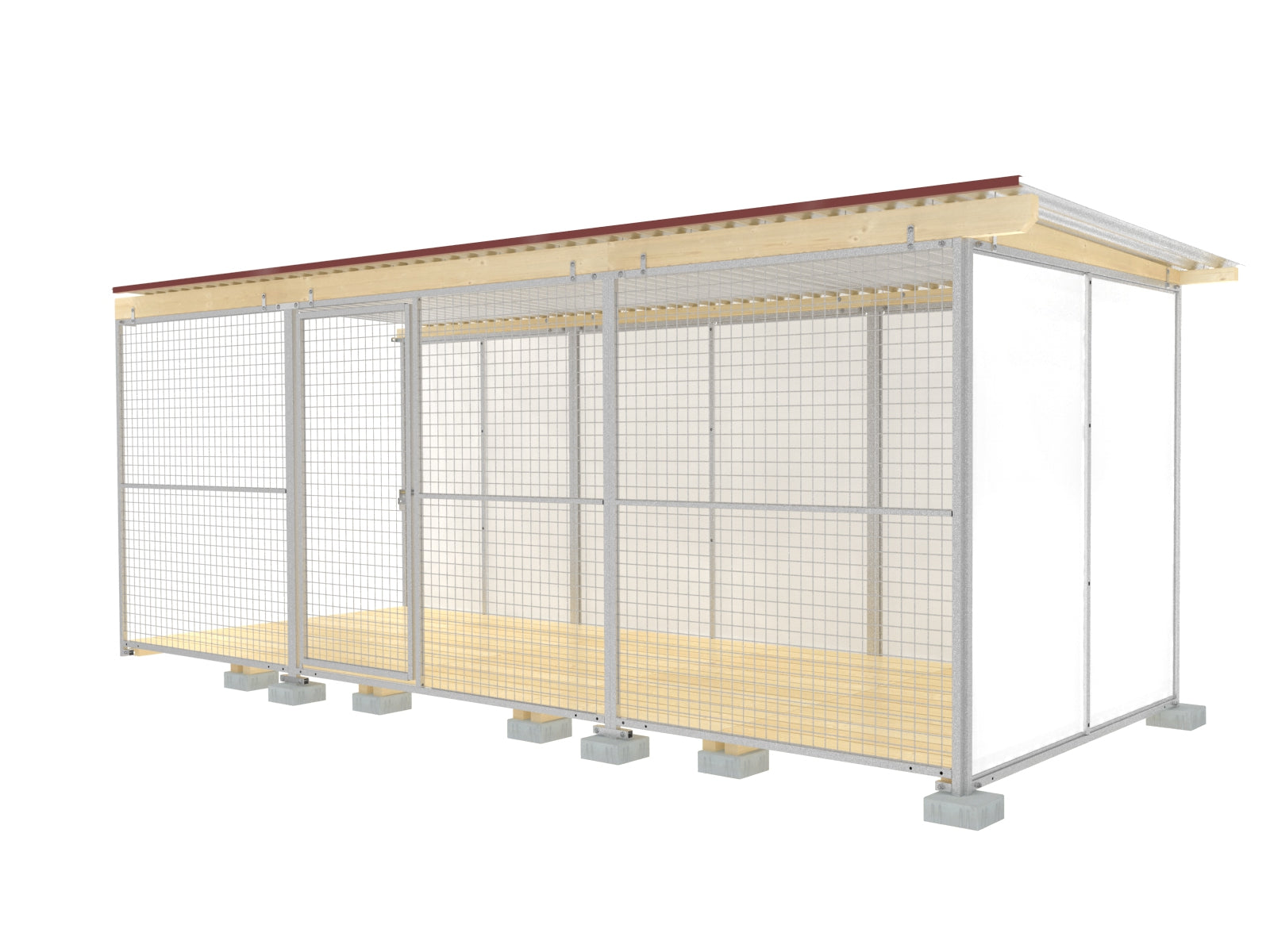 Hundezwinger mit harten und weißen Wänden zum anbauen an bestehenden Zwinger