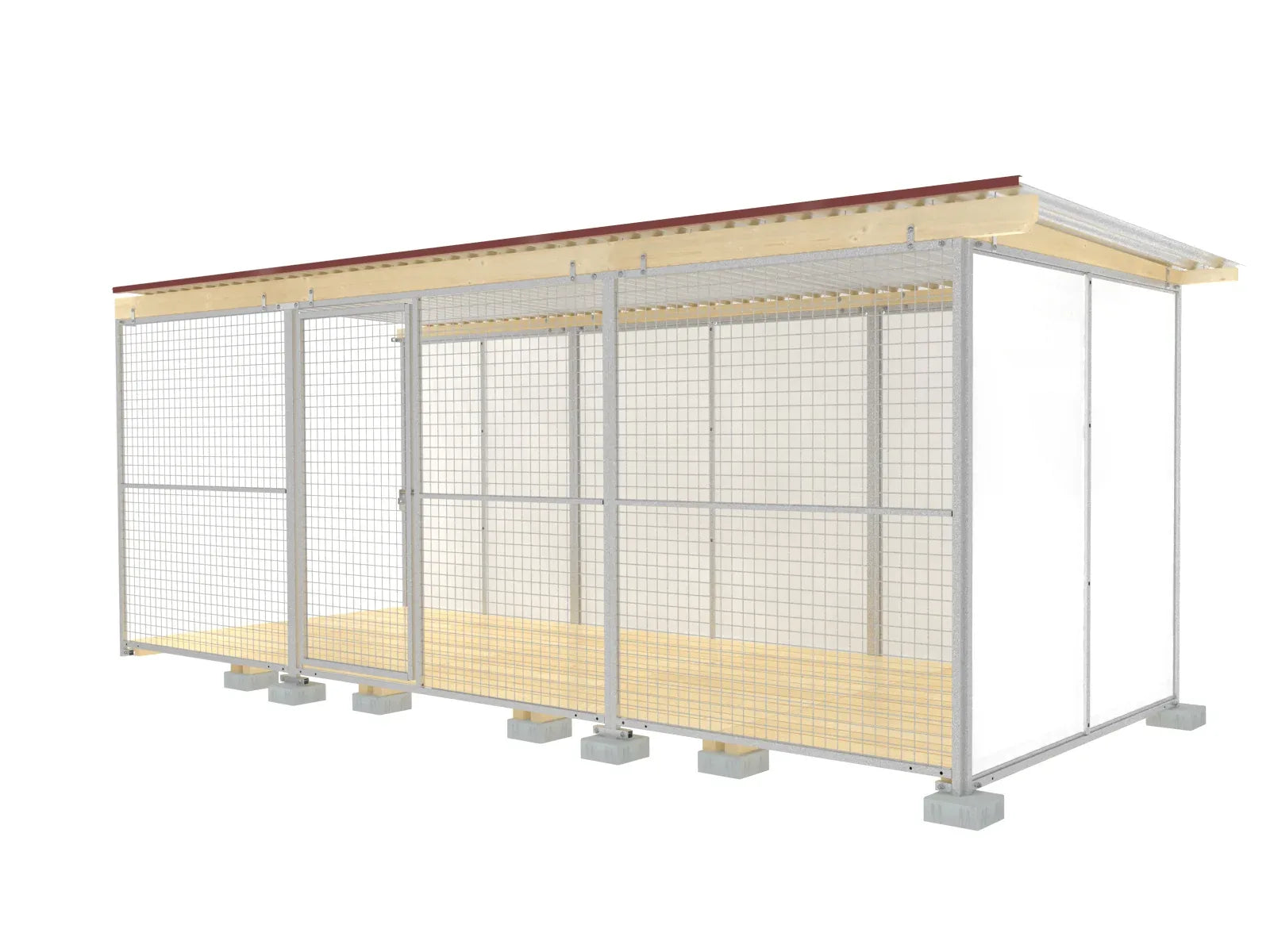 Hundezwinger mit harten und weißen Wänden zum anbauen an bestehenden Zwinger