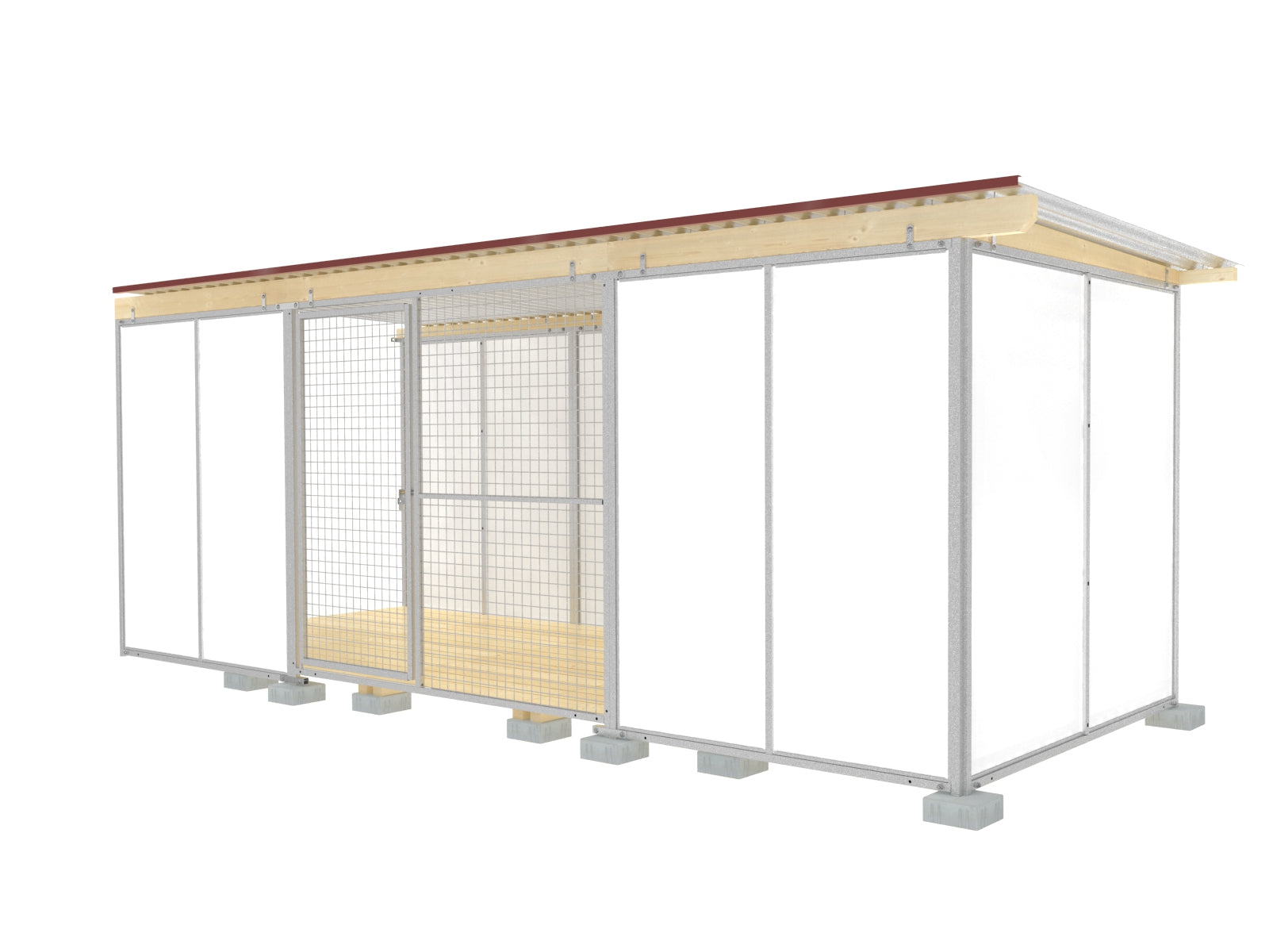 Hundezwinger für den Außenbereich mit Gittertürelement aus verzinktem Stahl