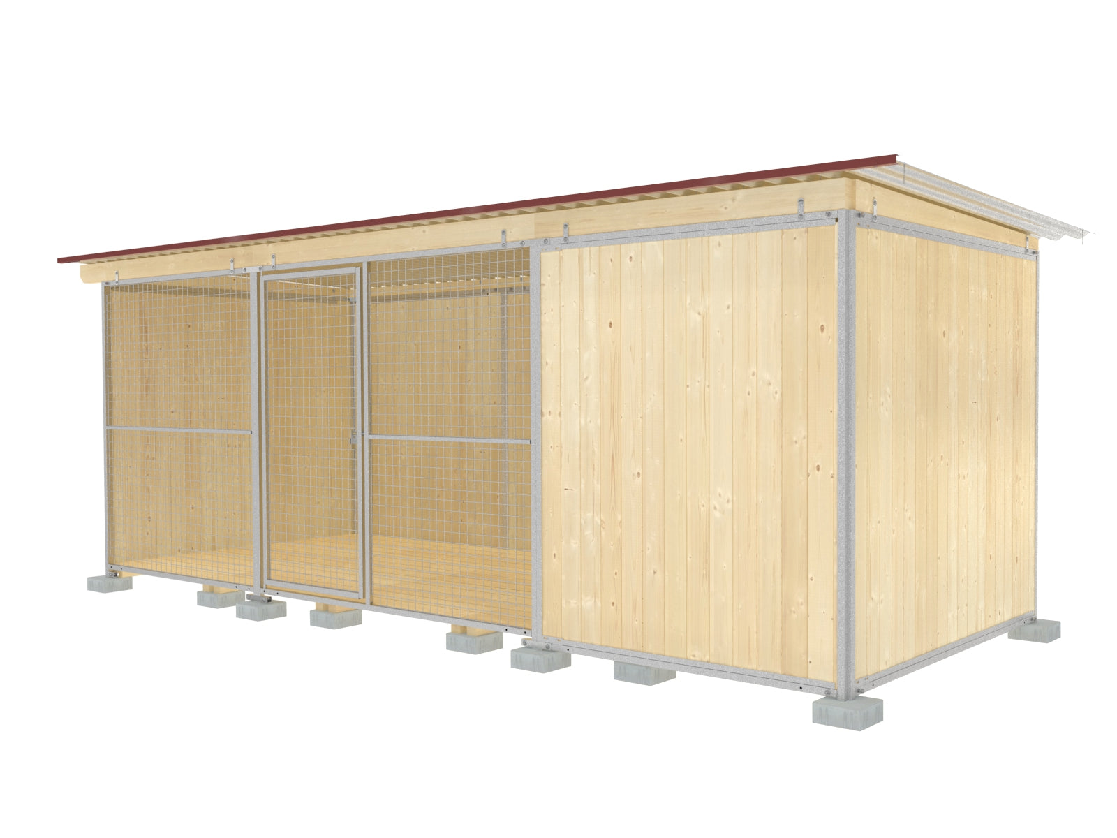Hundezwingerabteil 5 Meter lang und 2 Meter tief mit Windgeschützter Ecke