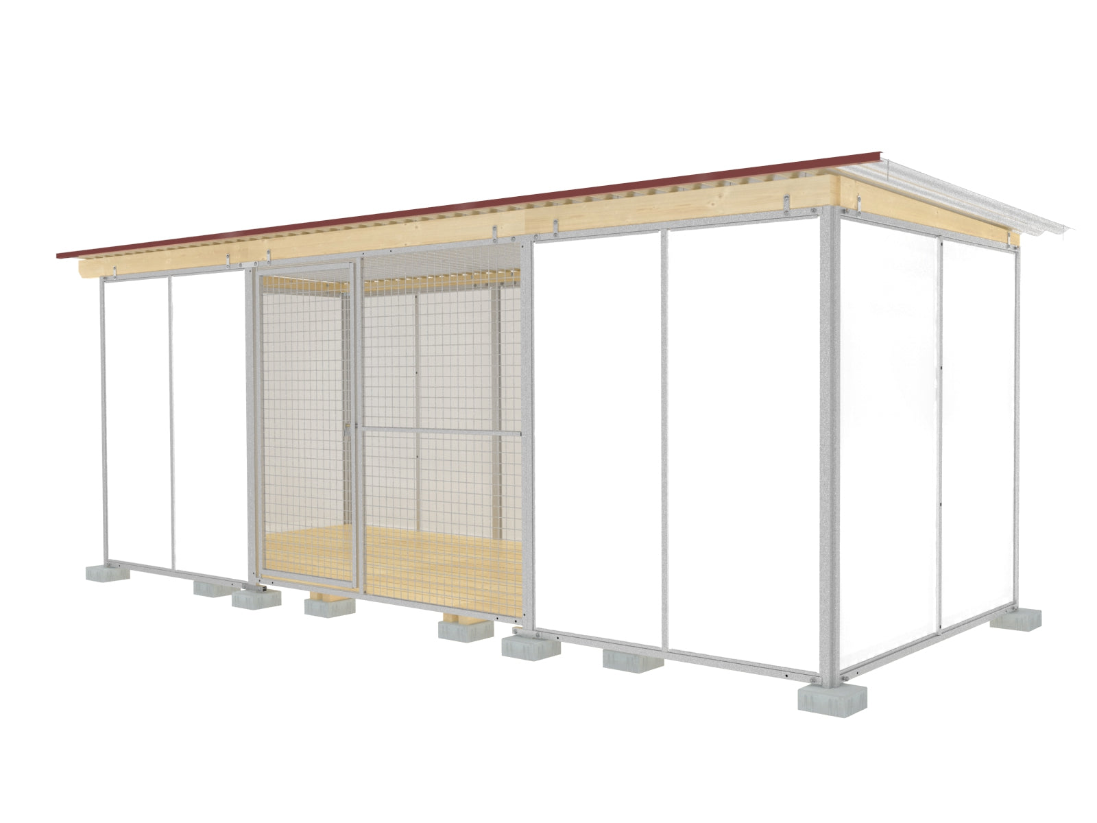 Anfangs-Hundezwinger 3,5 seitig geschlossen für Gittertür-Element aus feuerverzinktem Stahl