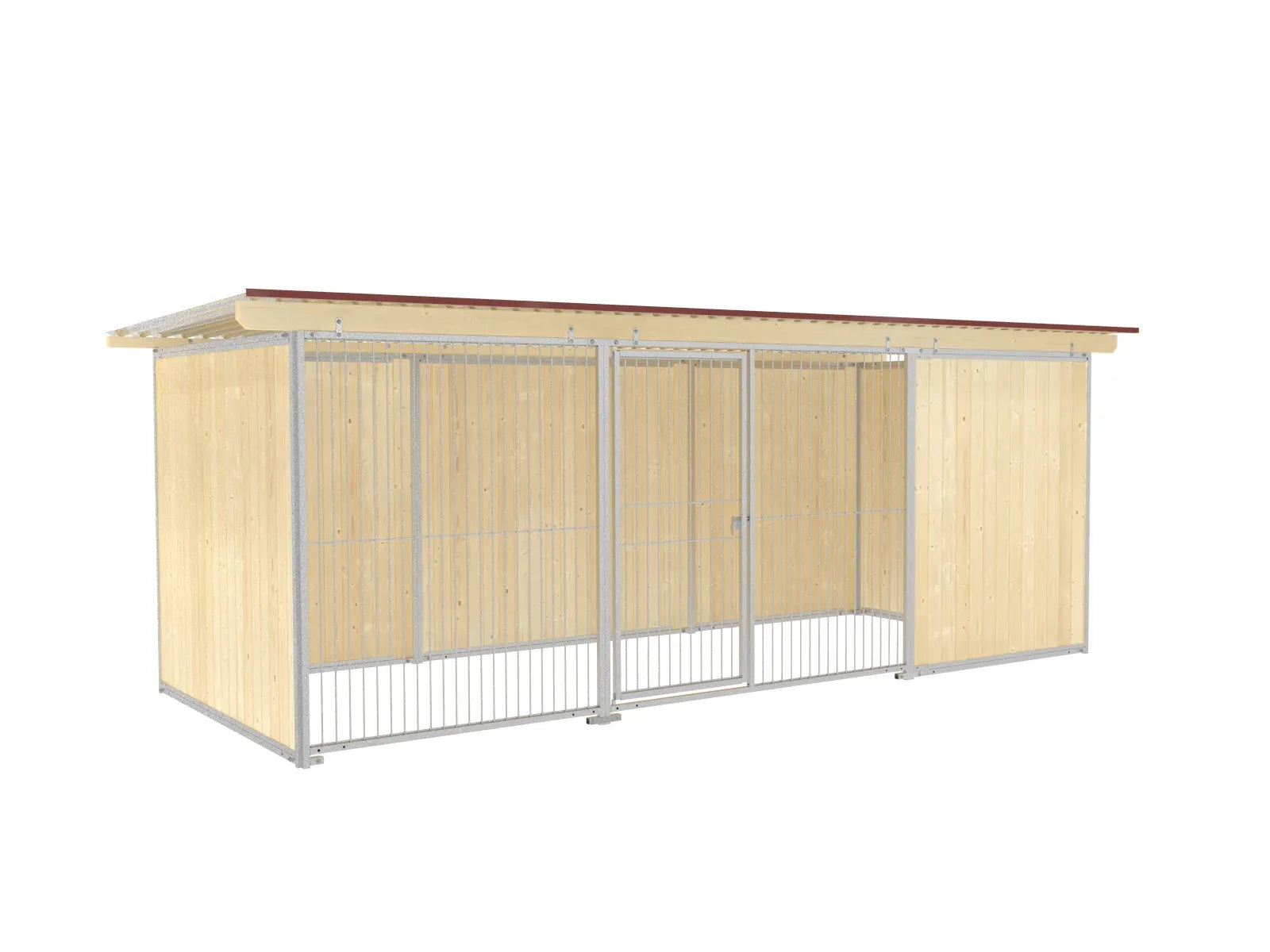 Hundezwinger aus Rohrstabelementen und Holzwänden