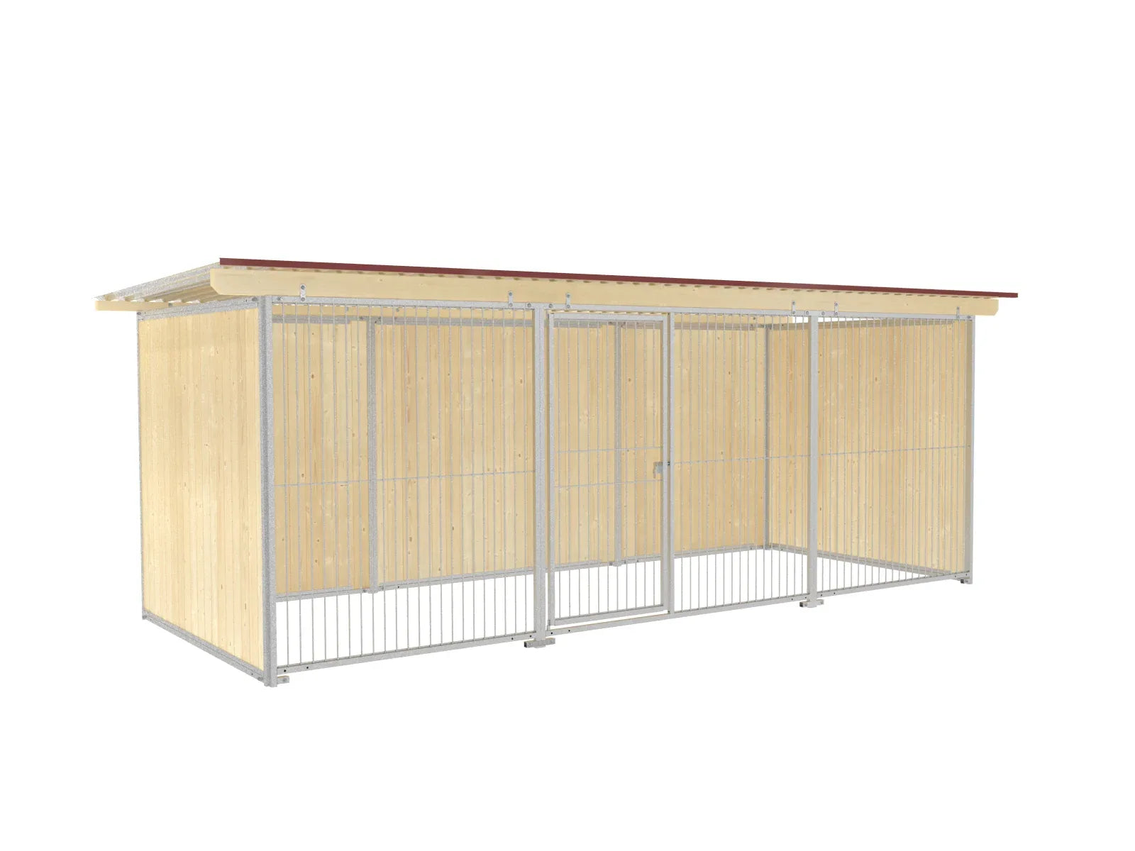 Hundezwinger für den Außenbereich mit Wellblechdach und korrosionsbeständigem Stahlrahmen