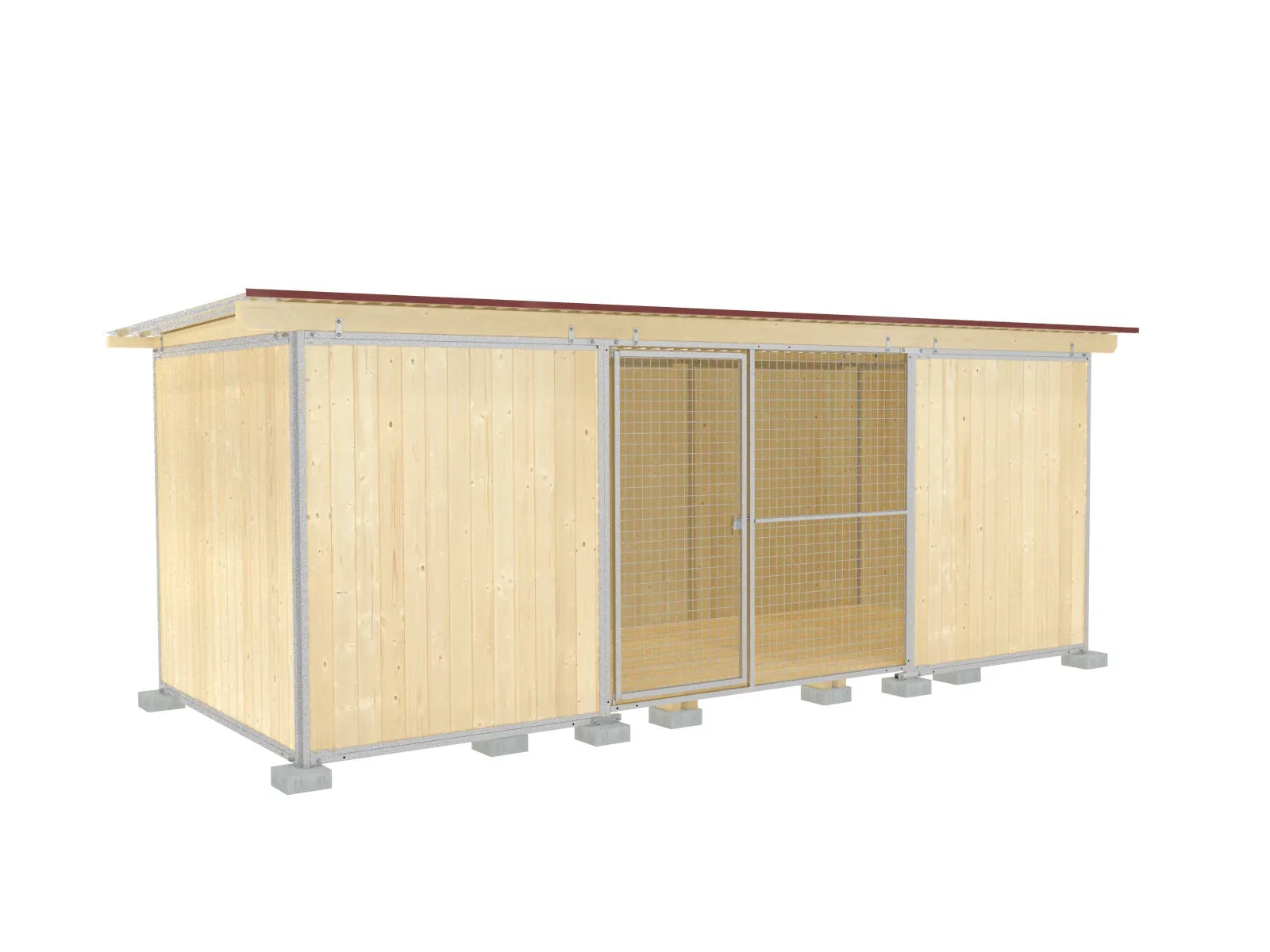 Vollschutz-Zwinger Classic 2 x 5 m mit Dach und Holzboden