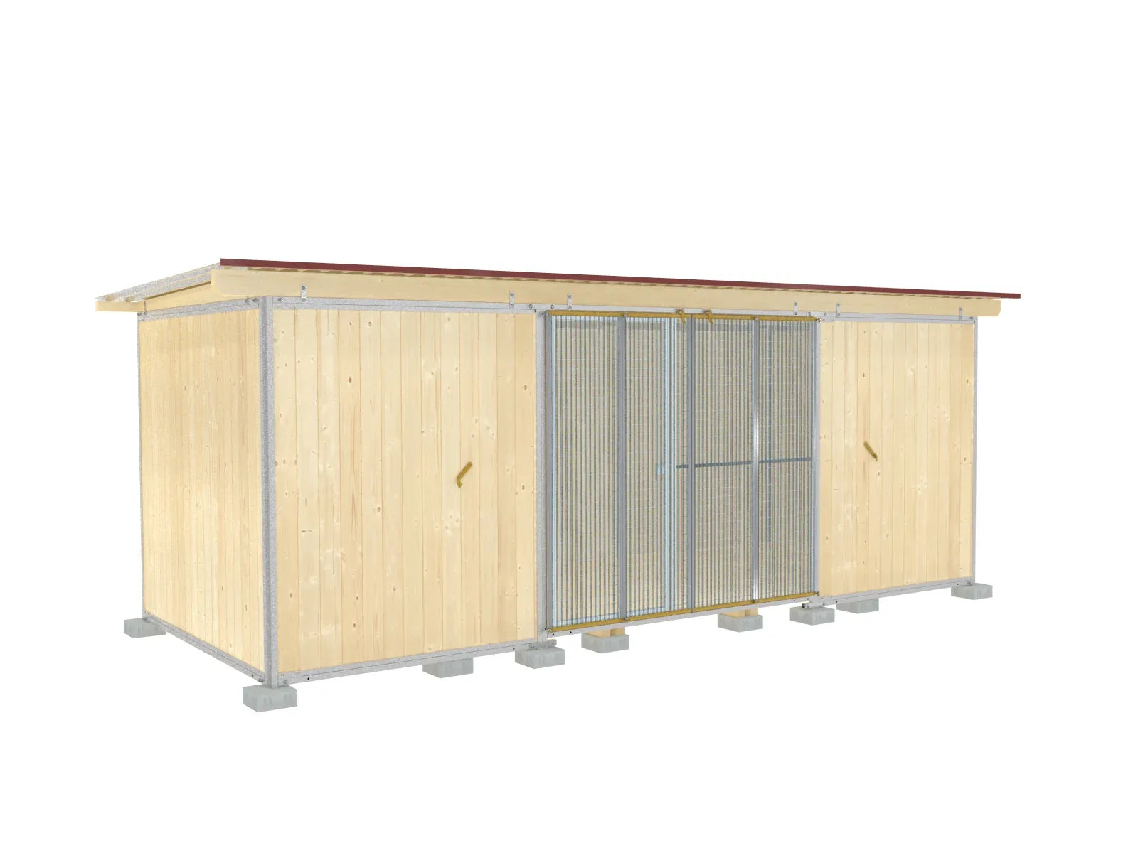 Hundezwinger mit Schutzscheibe aus 16 mm starken Doppelstegplatten gegen starken Wind