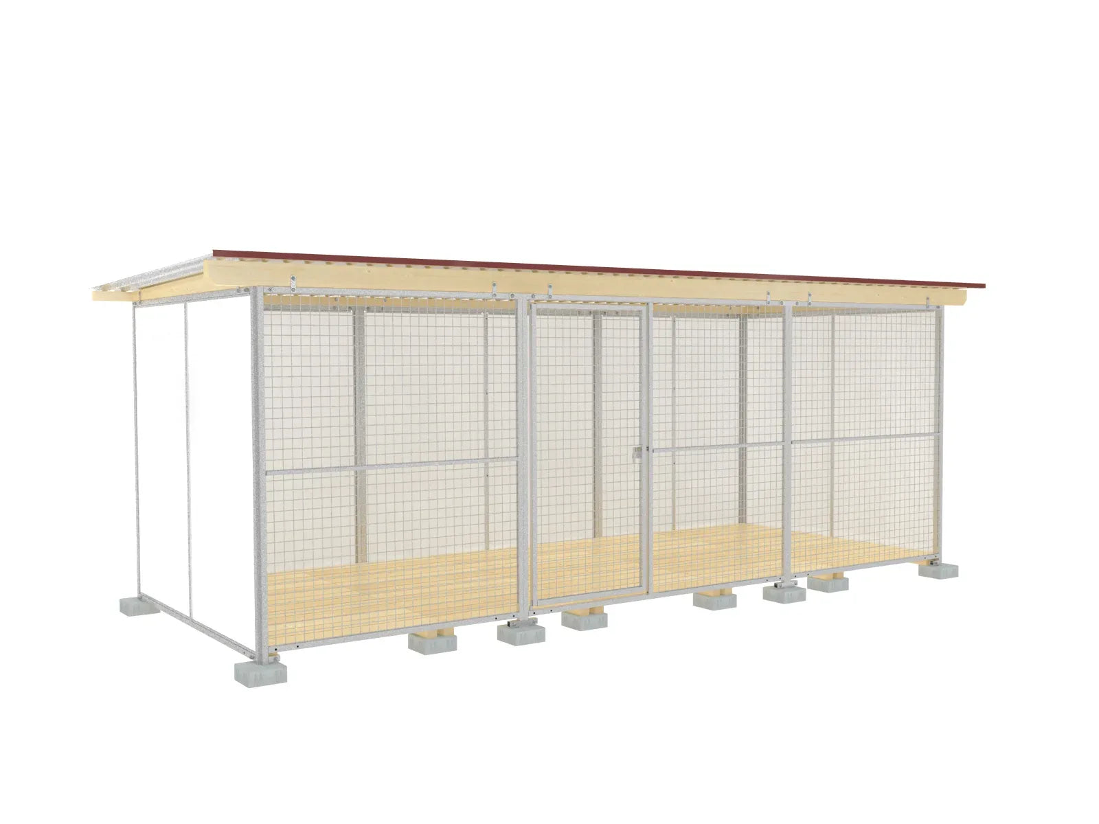 Europa-Zwinger 2 x 5 m mit Gitterfront, Dach und Holzboden