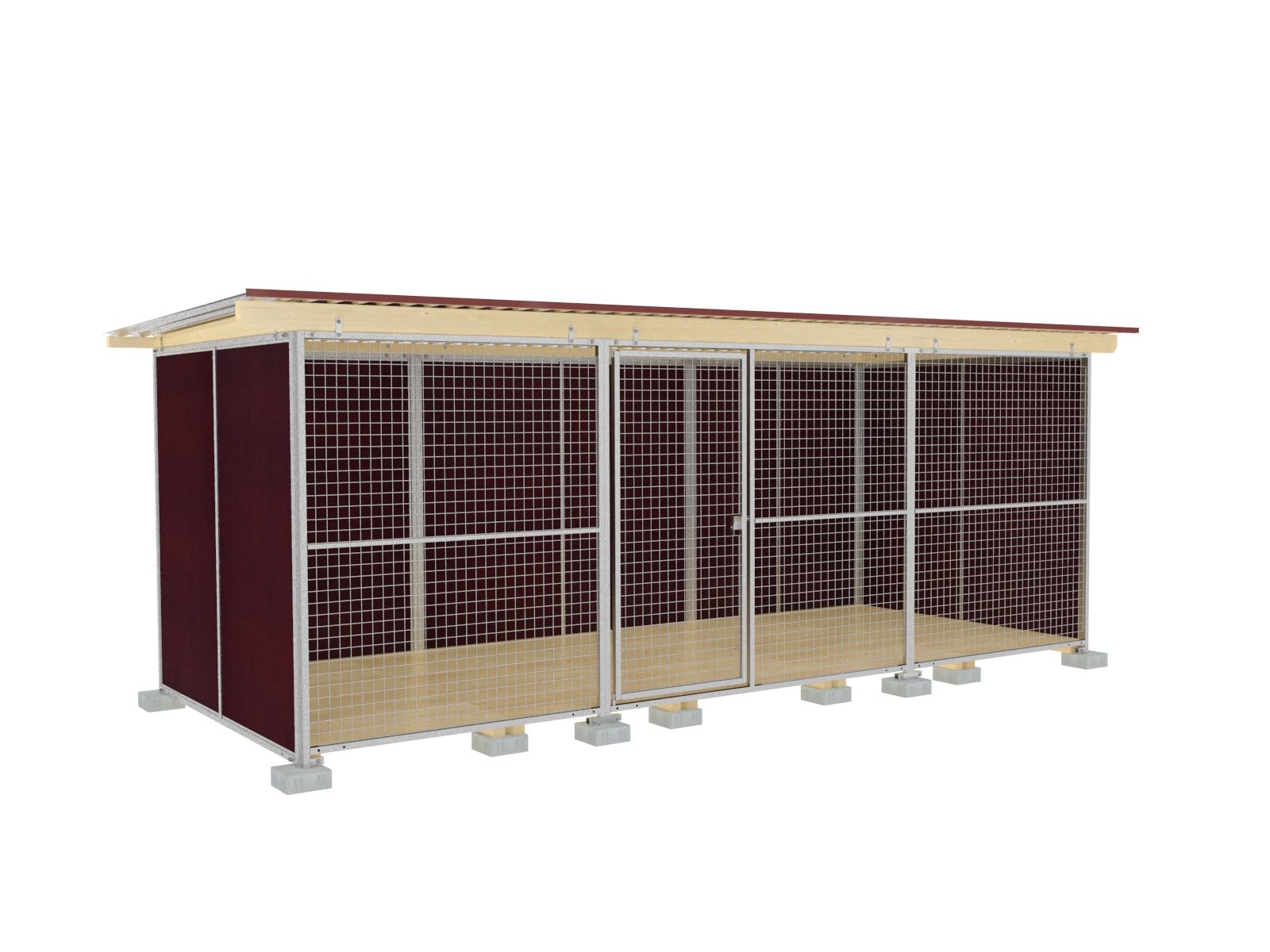 Nato-Hundezwinger 2 x 5 m mit Gitterfront, Dach und Holzboden